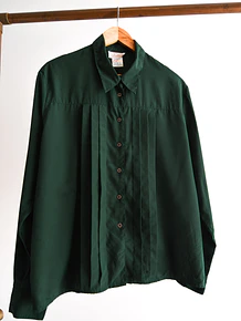 Blusa verde plisada vintage