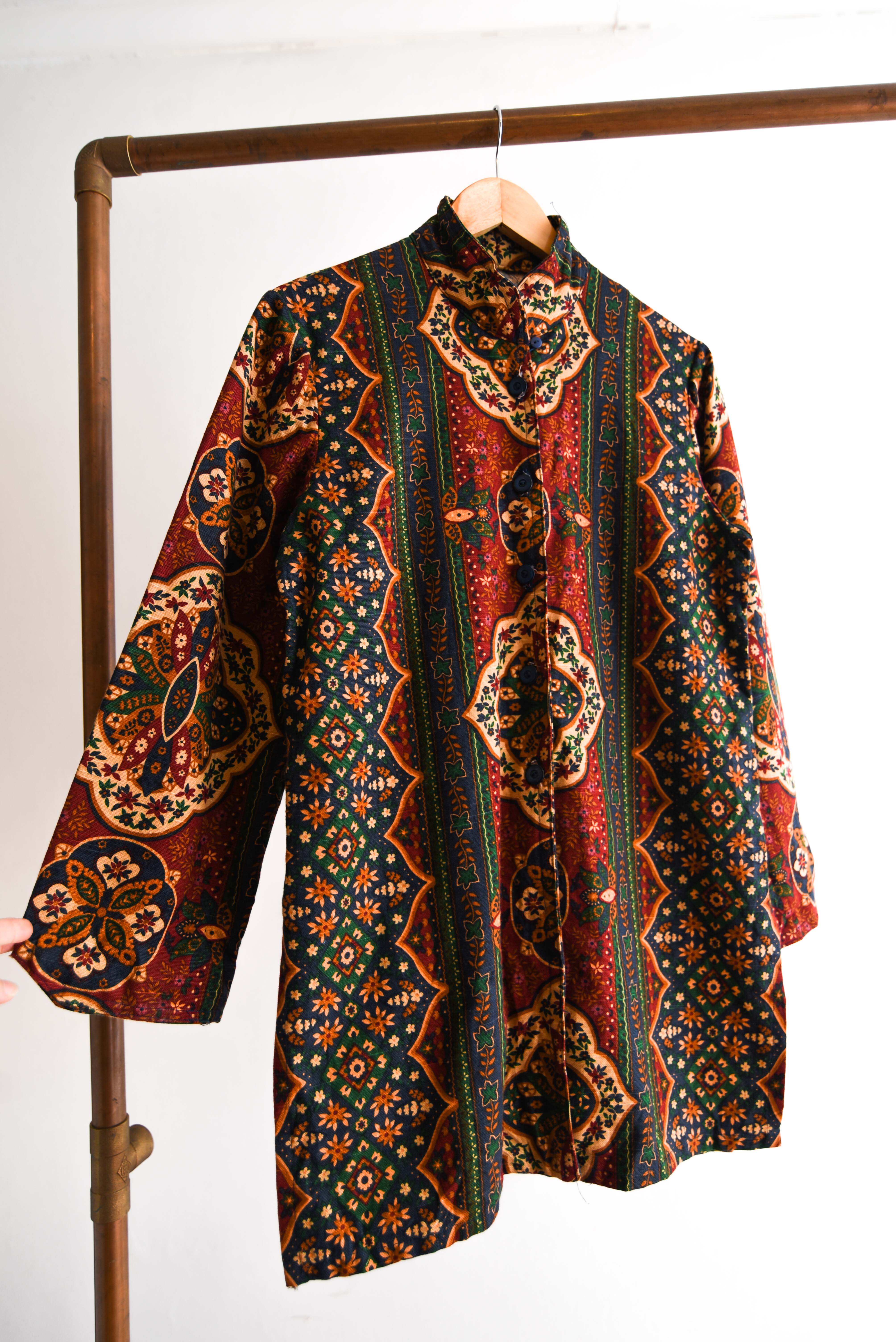 Chaqueta vintage paisley navy green