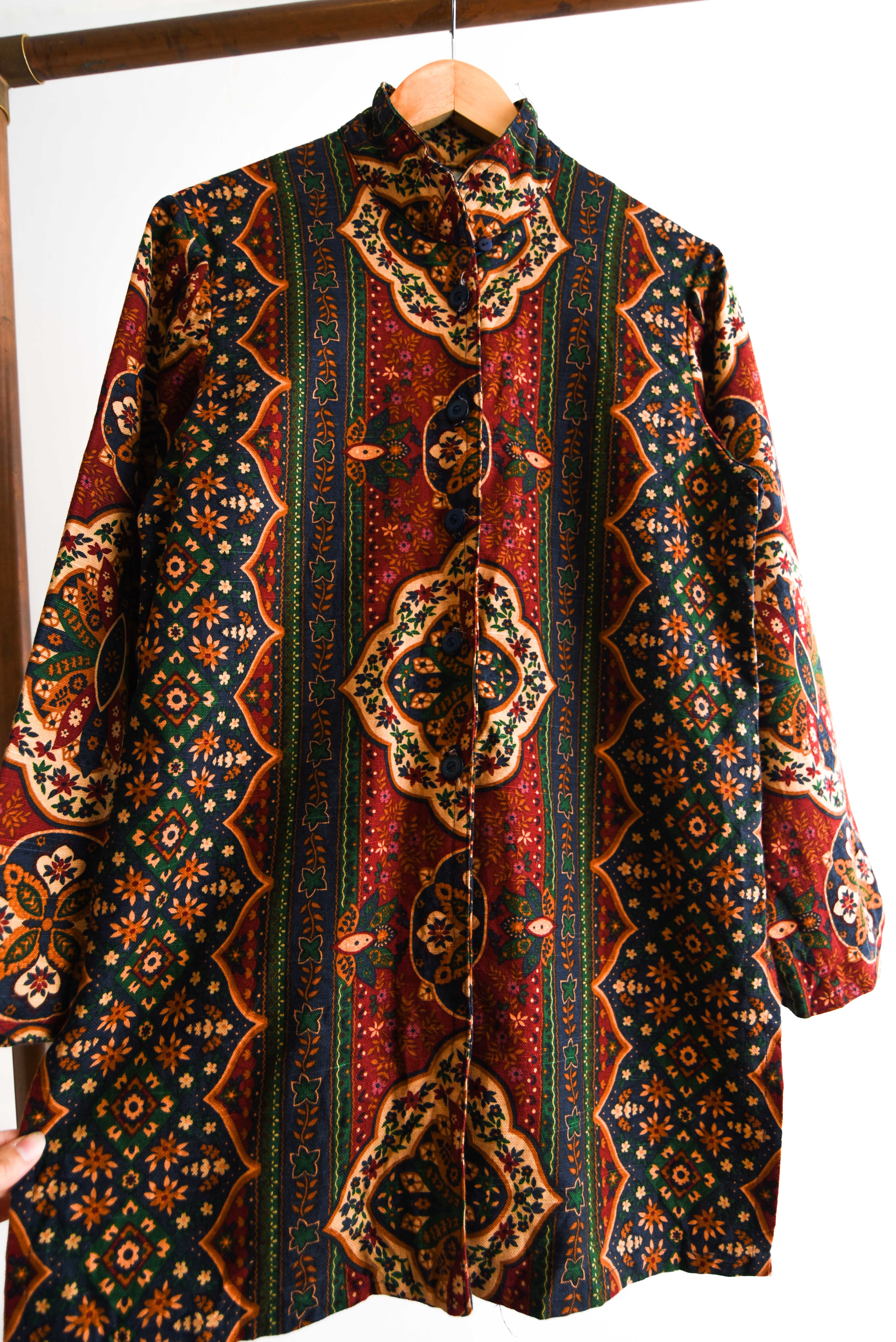 Chaqueta vintage paisley navy green