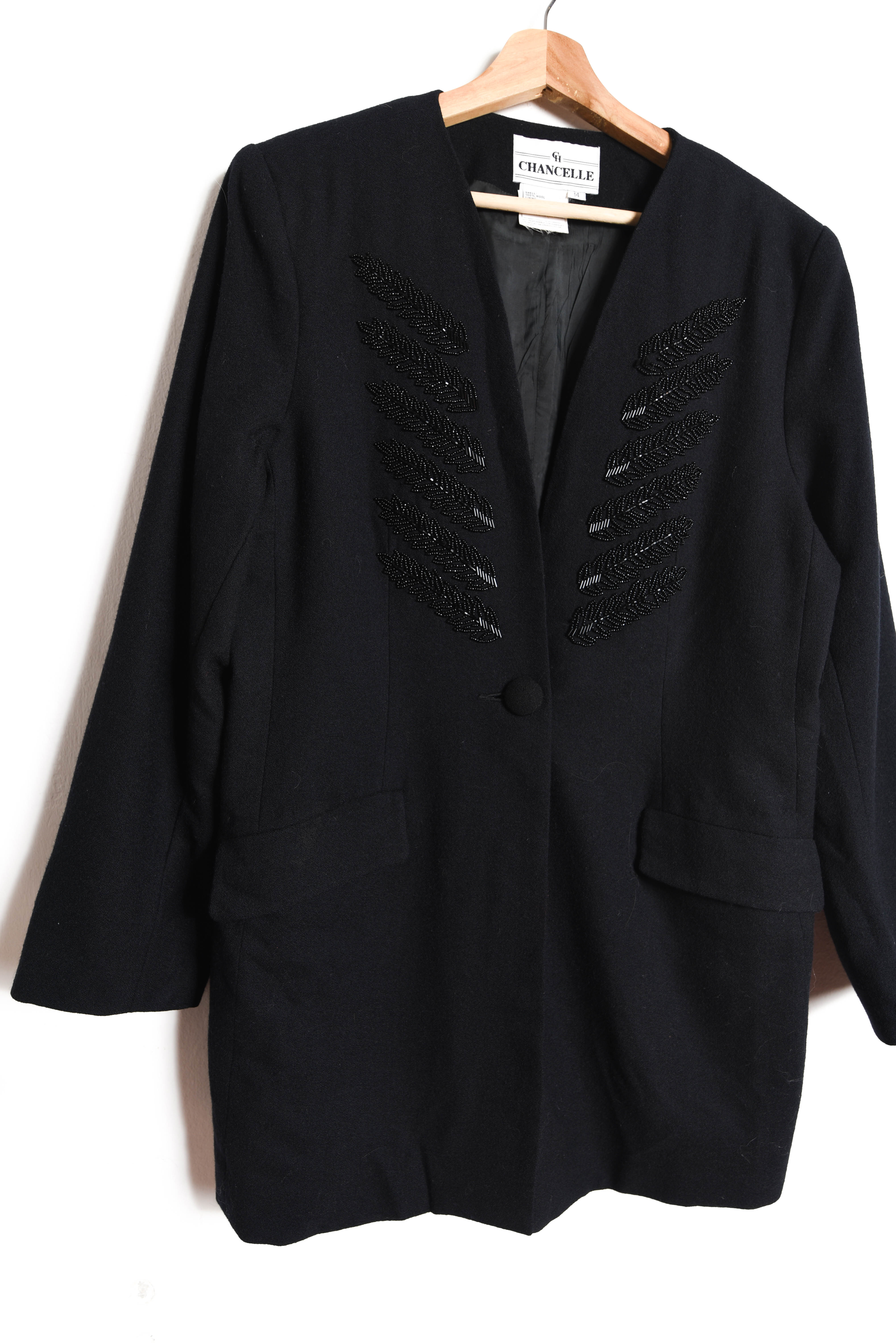 Blazer vintage black wool