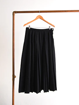Maxi falda black wool vintage tablas