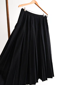 Maxi falda black wool vintage tablas
