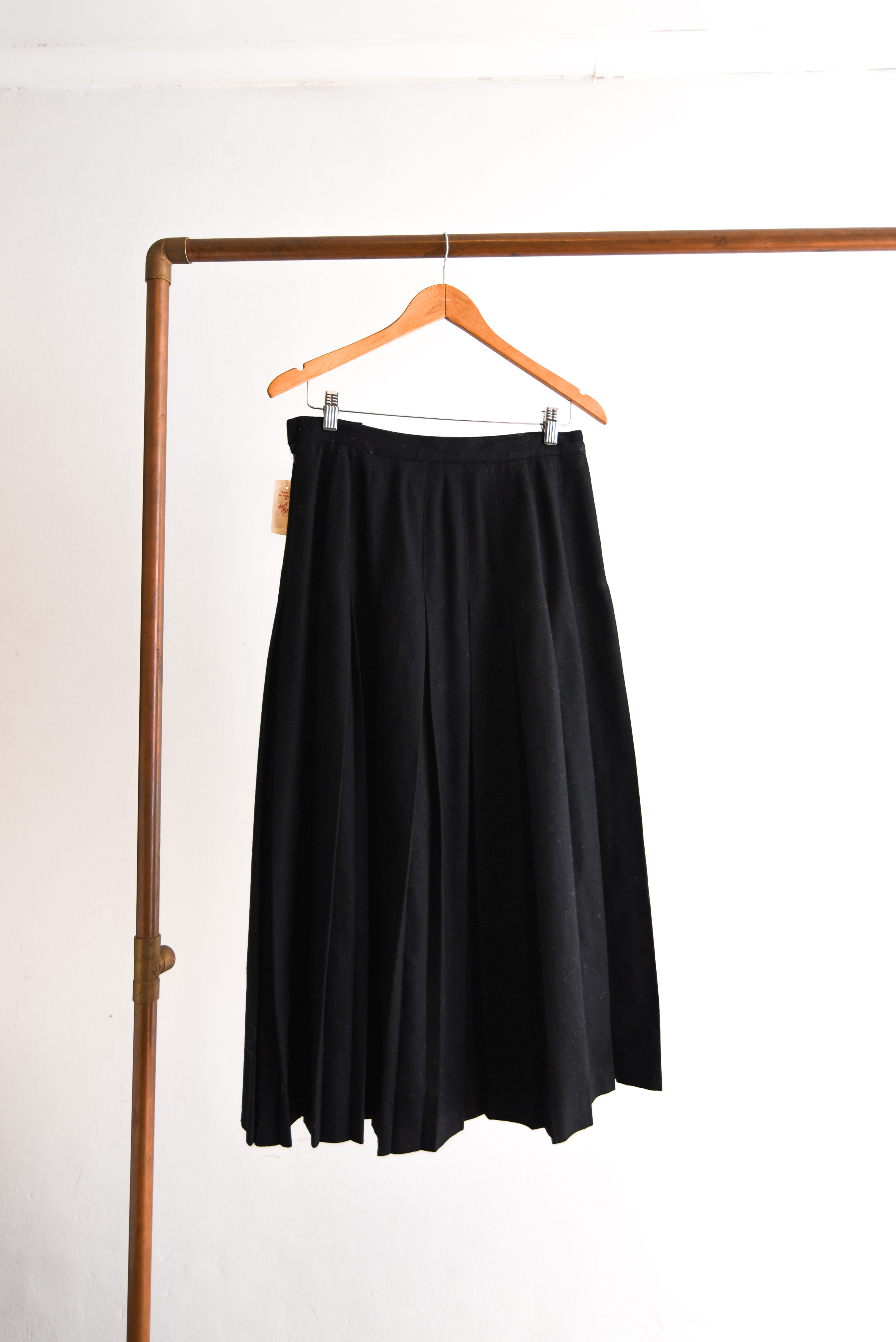 Maxi falda black wool vintage tablas