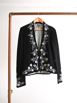 Cardigan black bordado 90s