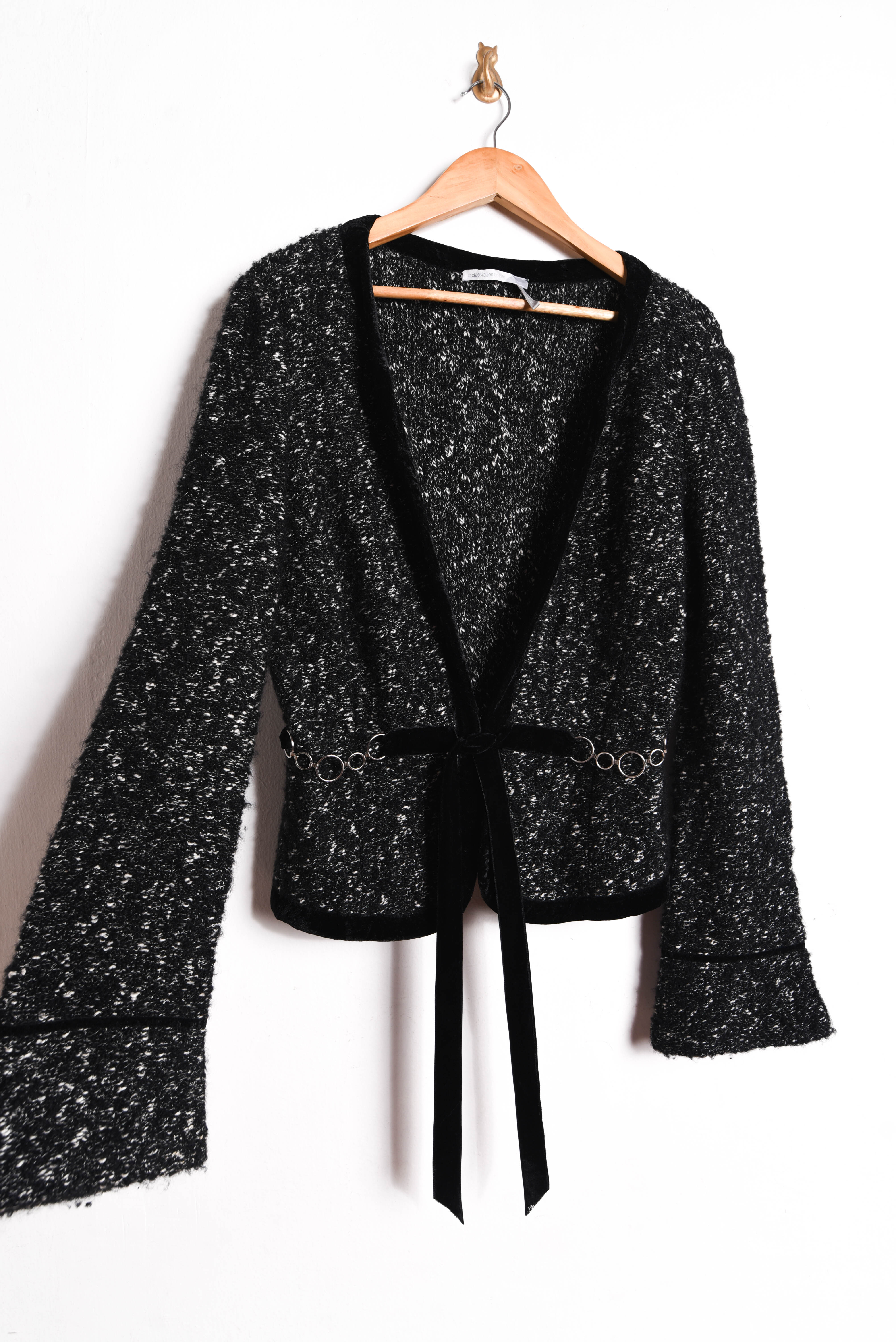 Cardigan jaspeado lana y lazito