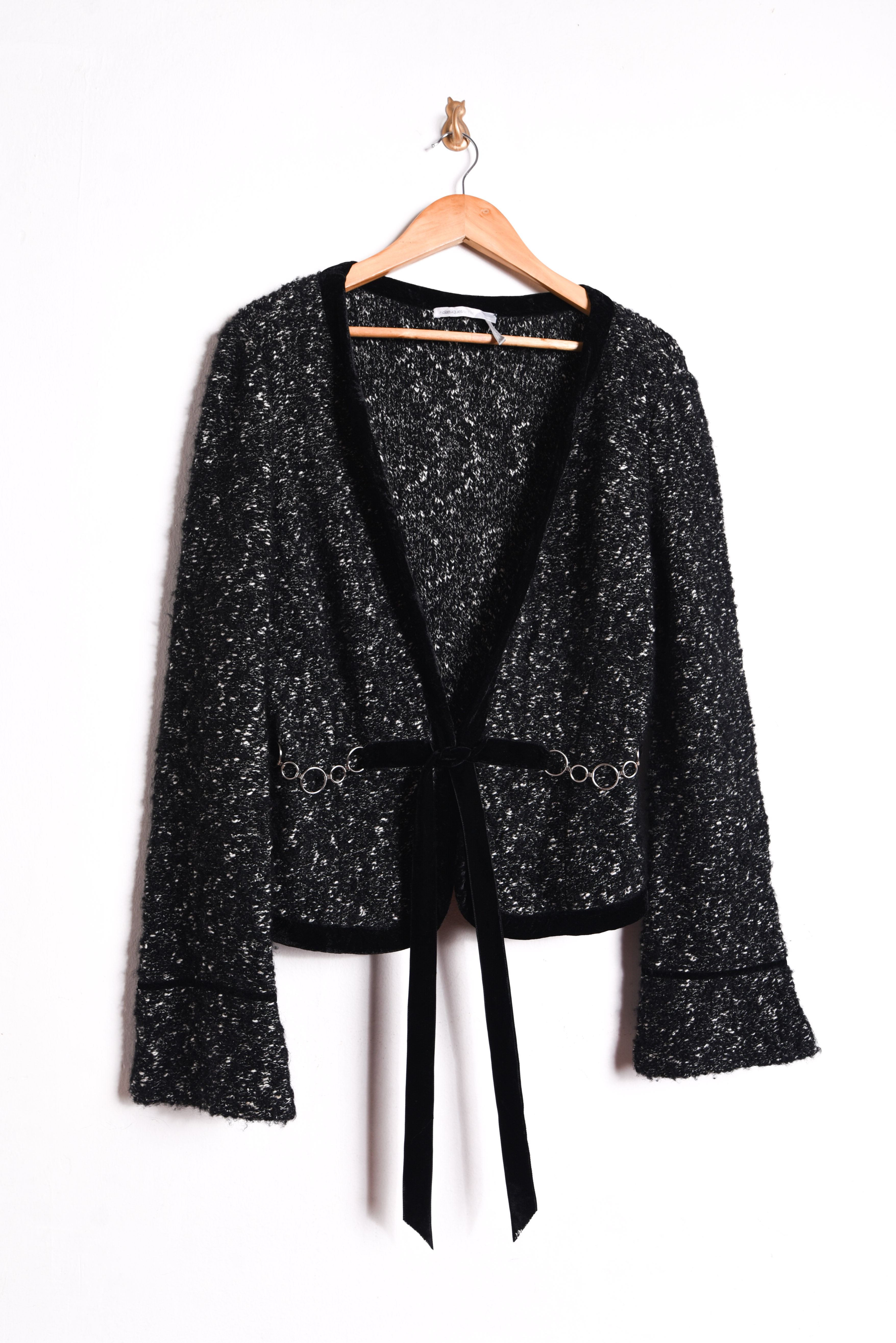 Cardigan jaspeado lana y lazito