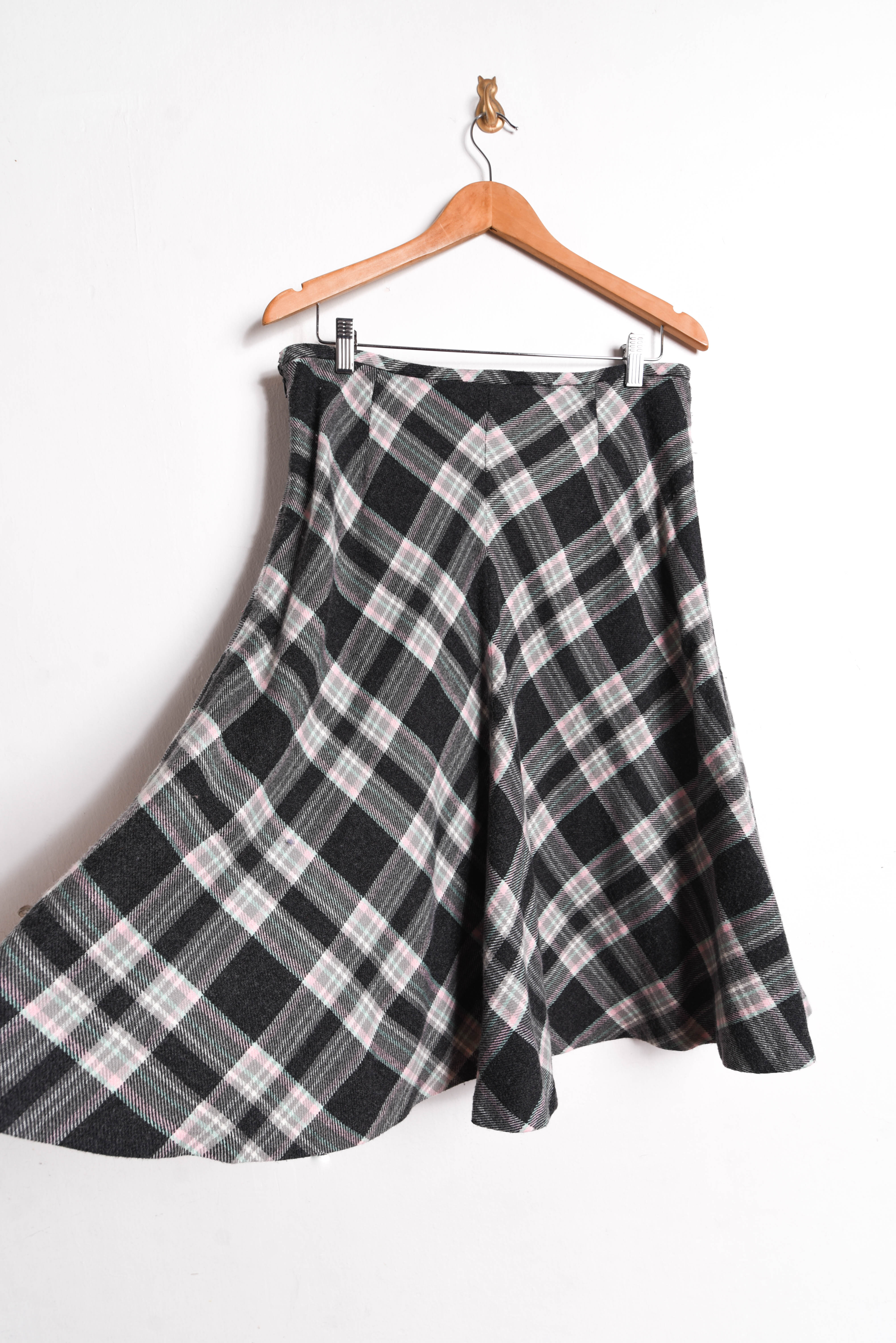 Falda grafito tartán midi
