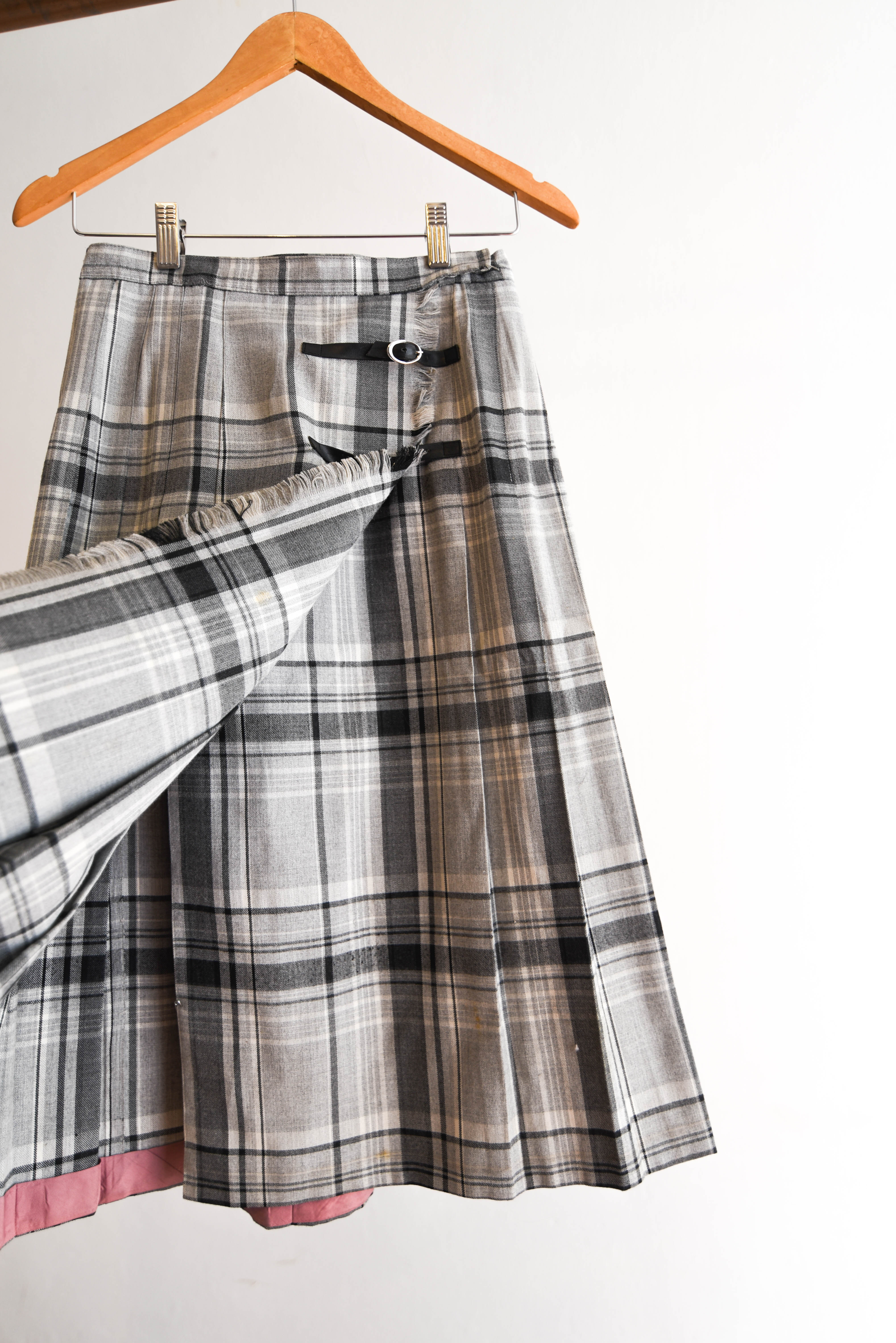 Falda envolvente gris tartán vintage
