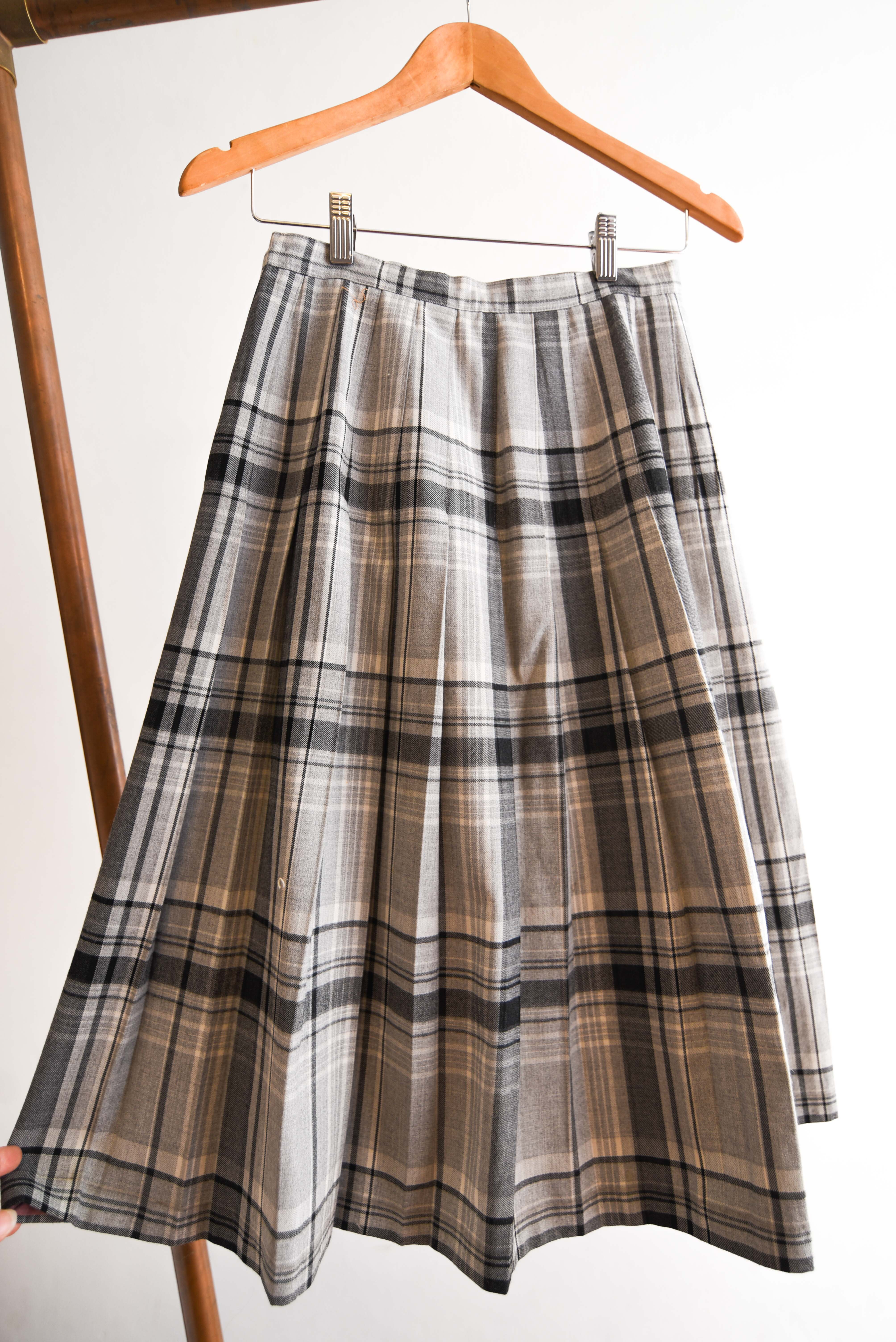 Falda envolvente gris tartán vintage