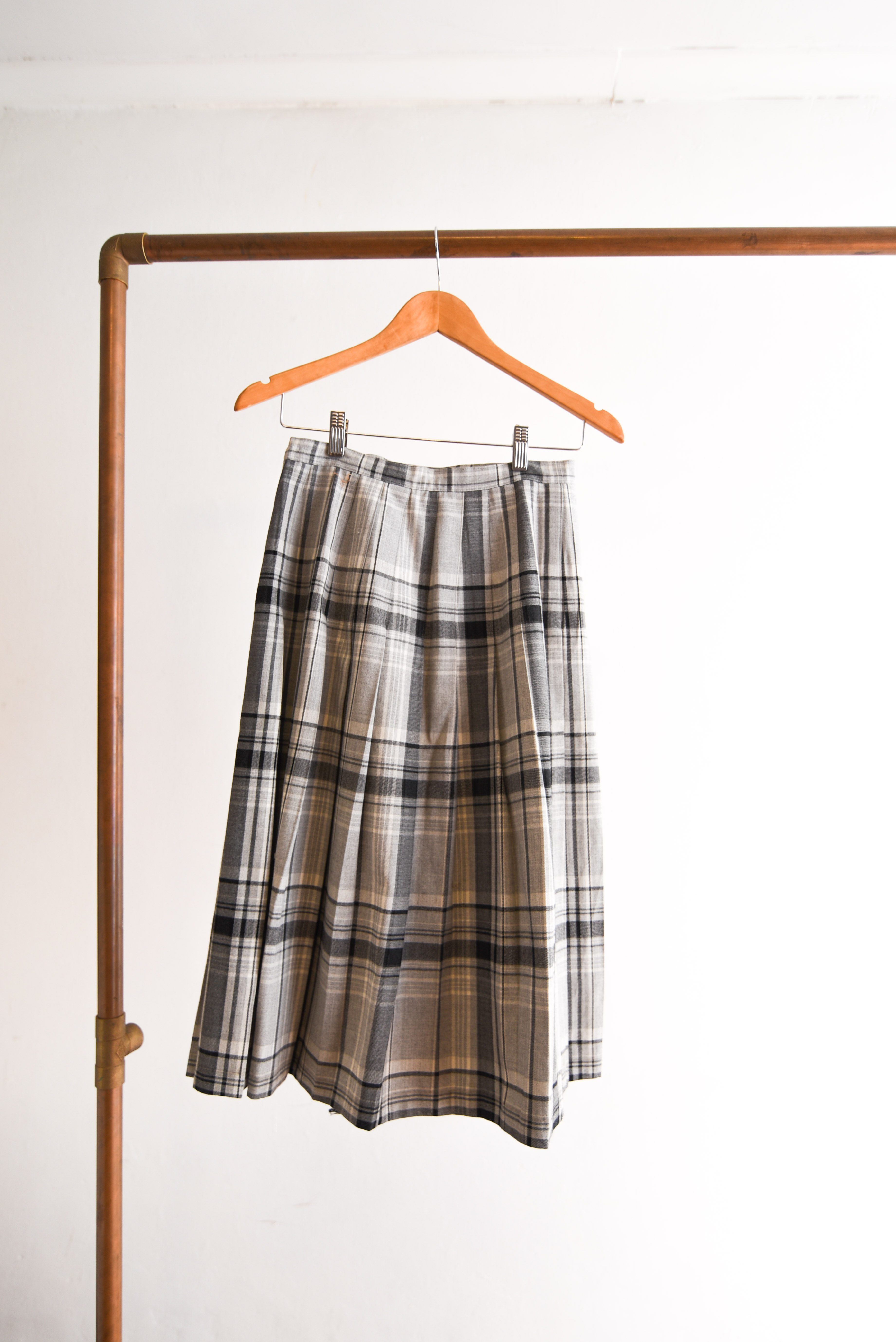 Falda envolvente gris tartán vintage