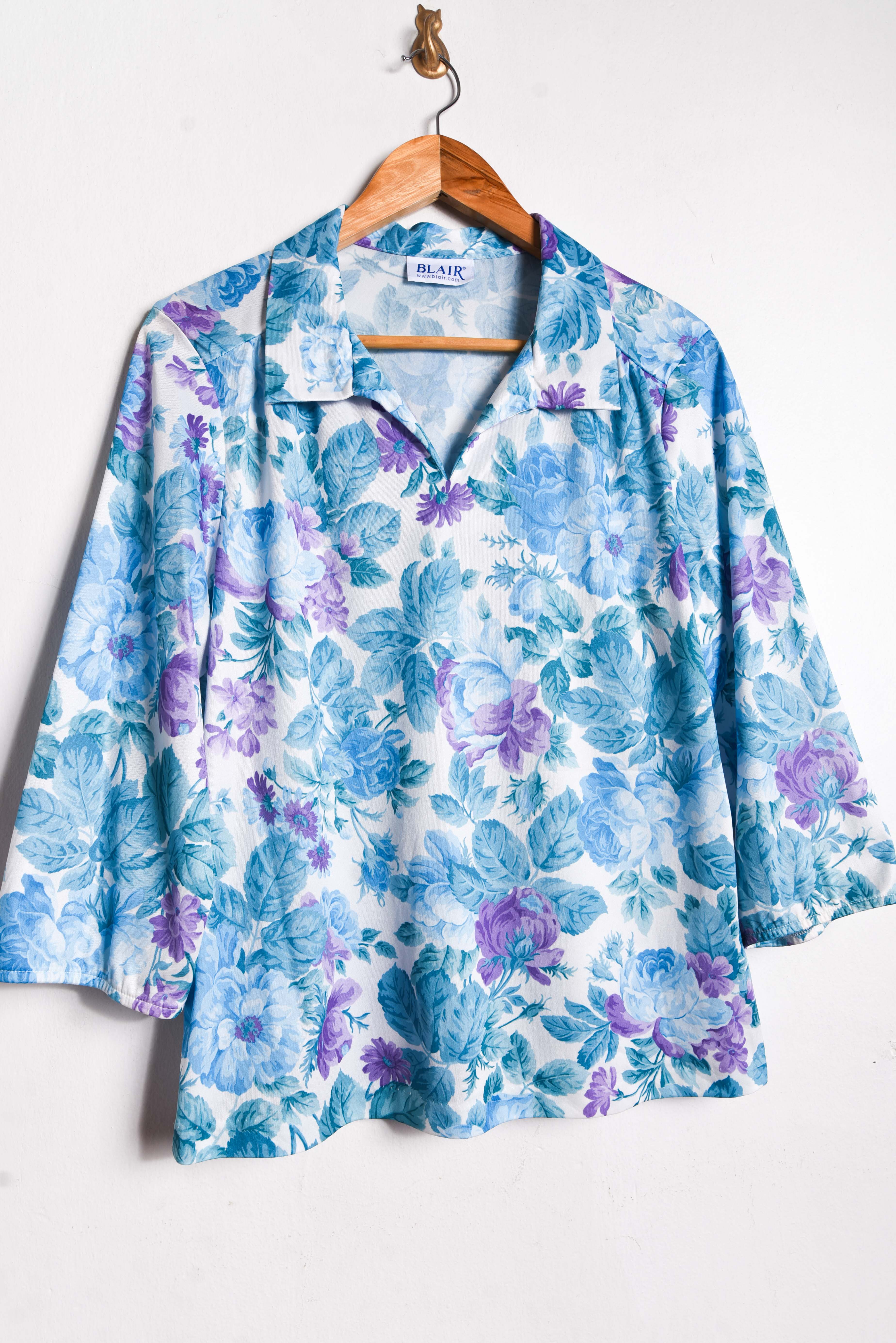 Top floral babyblue 