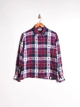 Camisa morada vntg cuadros