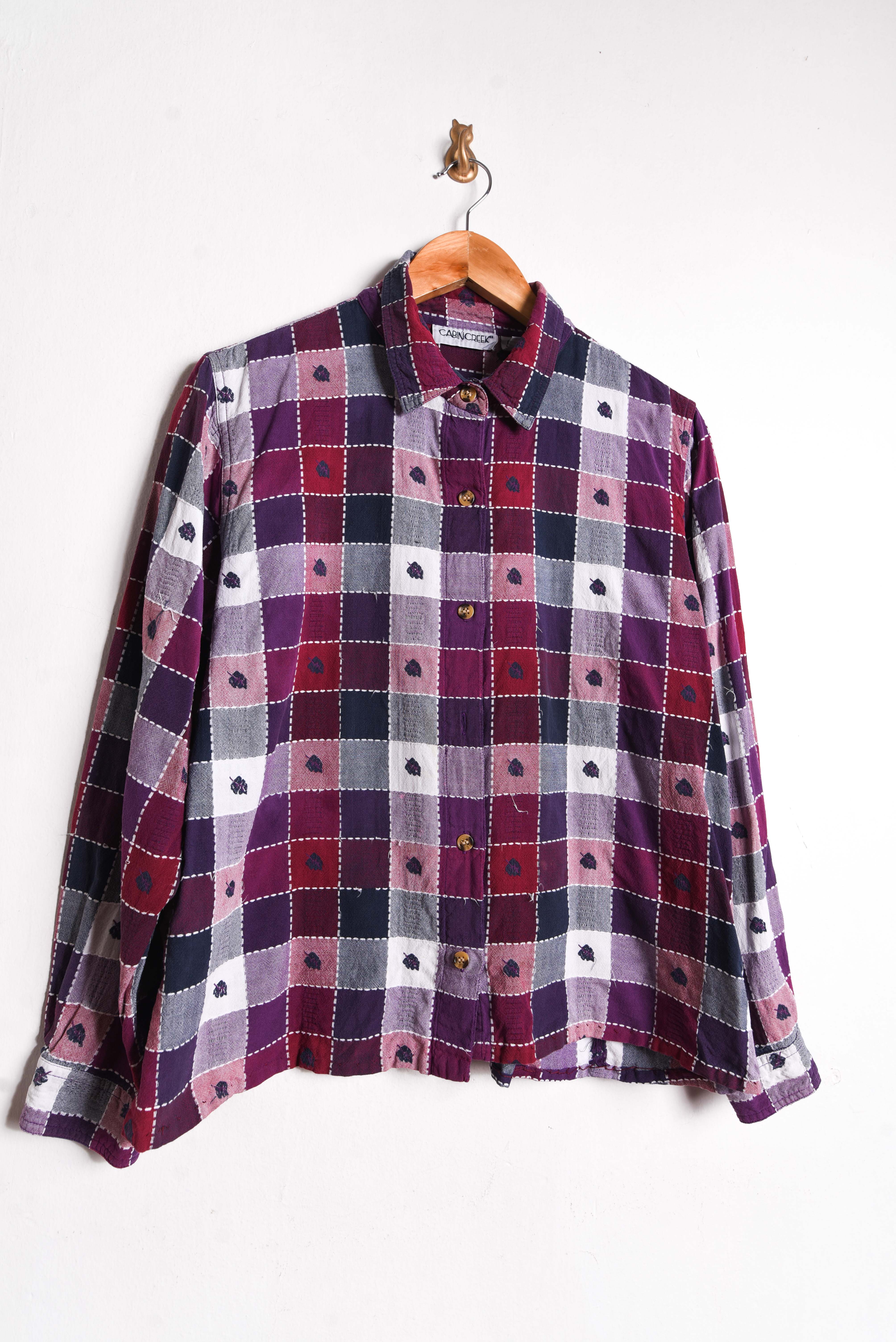 Camisa morada vntg cuadros