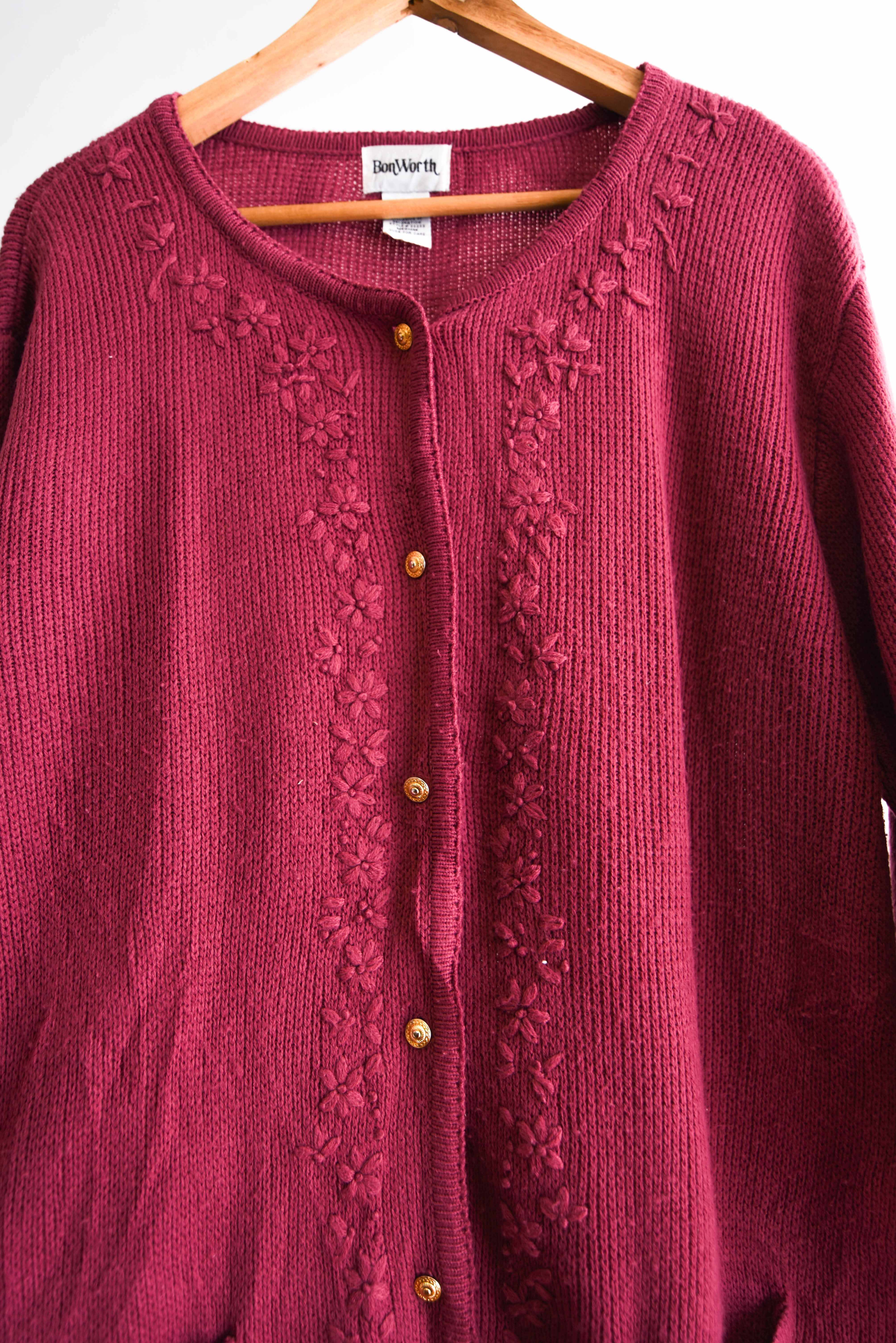 Cardigan rosa vintage bordado