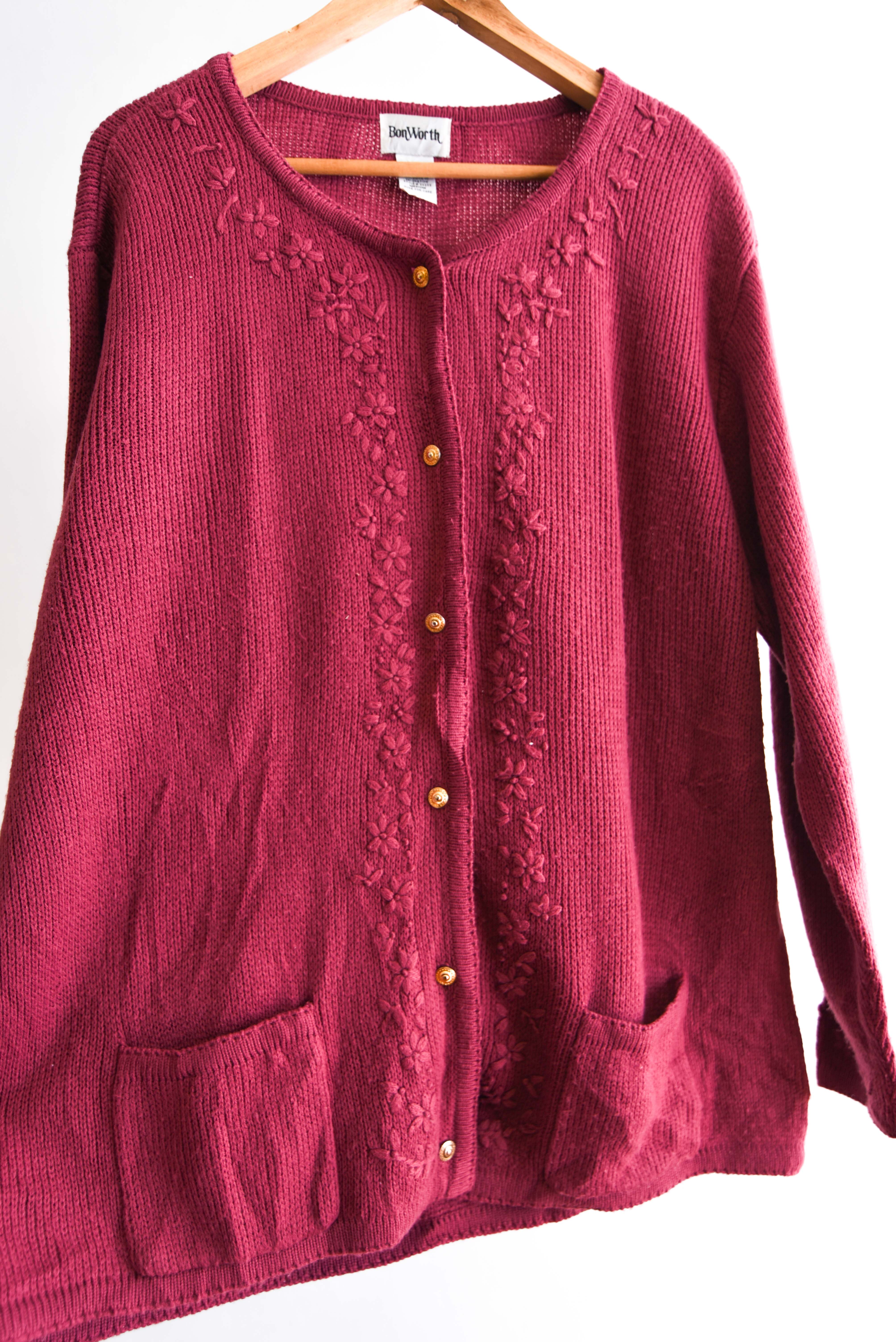 Cardigan rosa vintage bordado