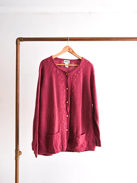 Cardigan rosa vintage bordado