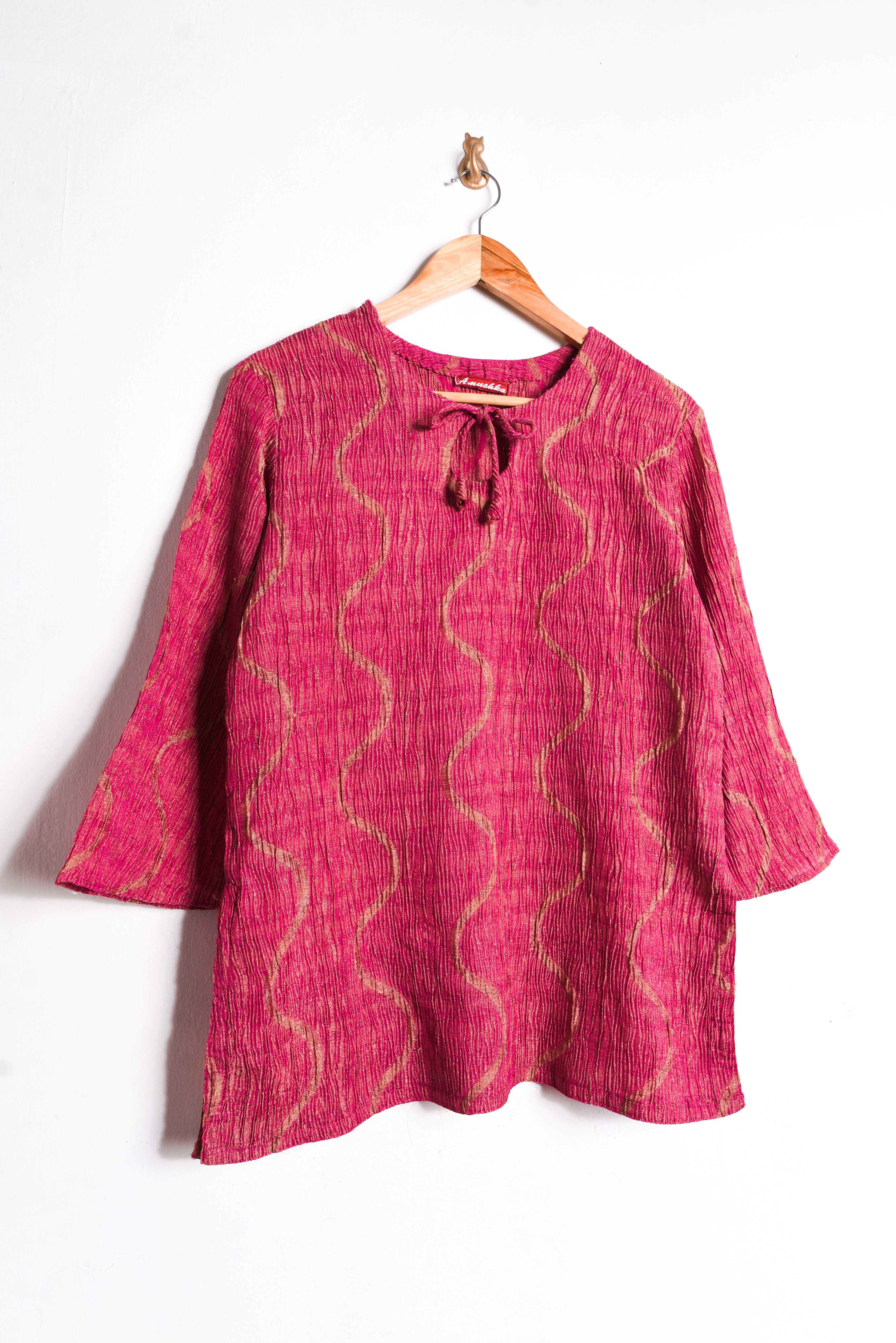 Top rosado bambula wavy