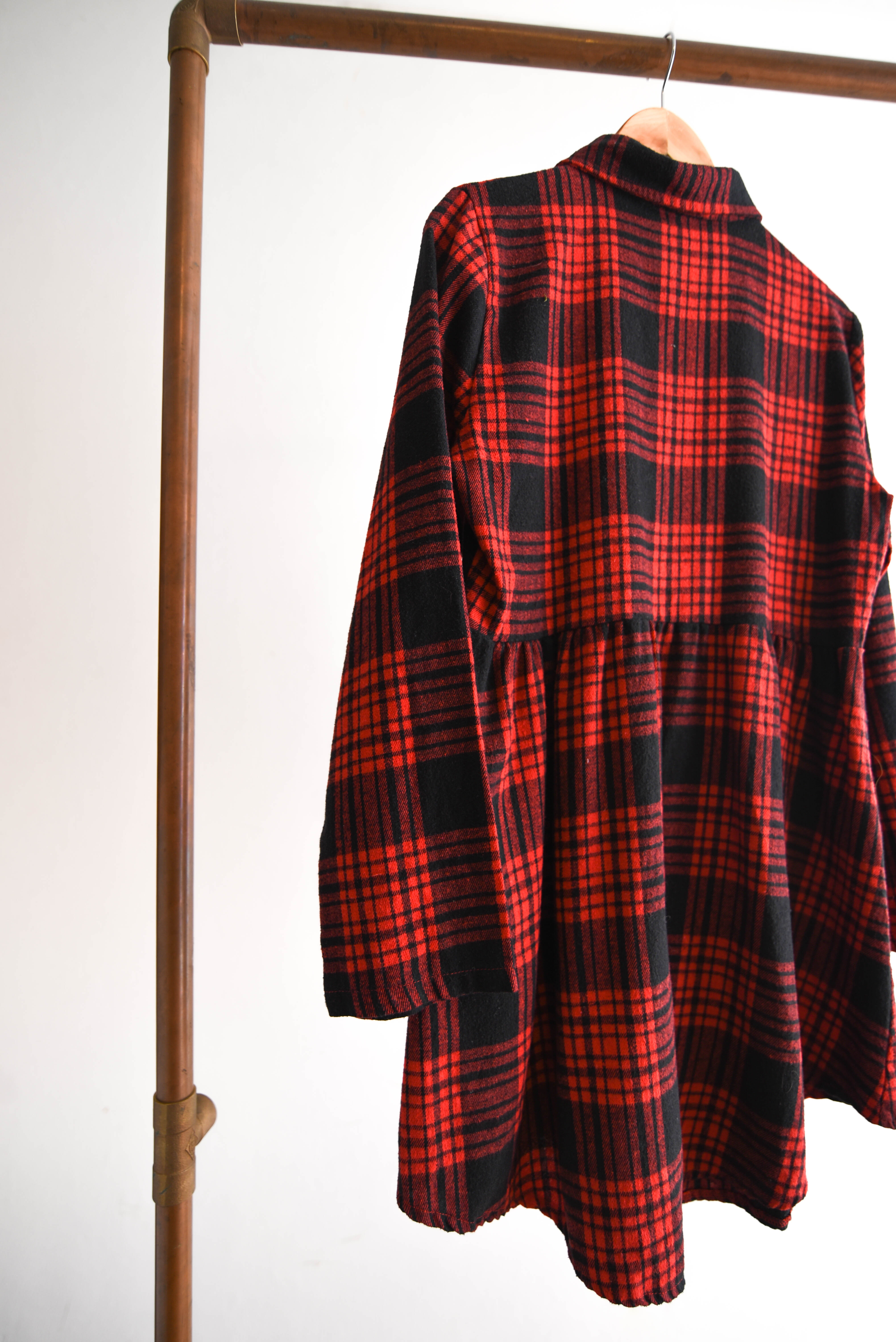 Vestido franela tartán red