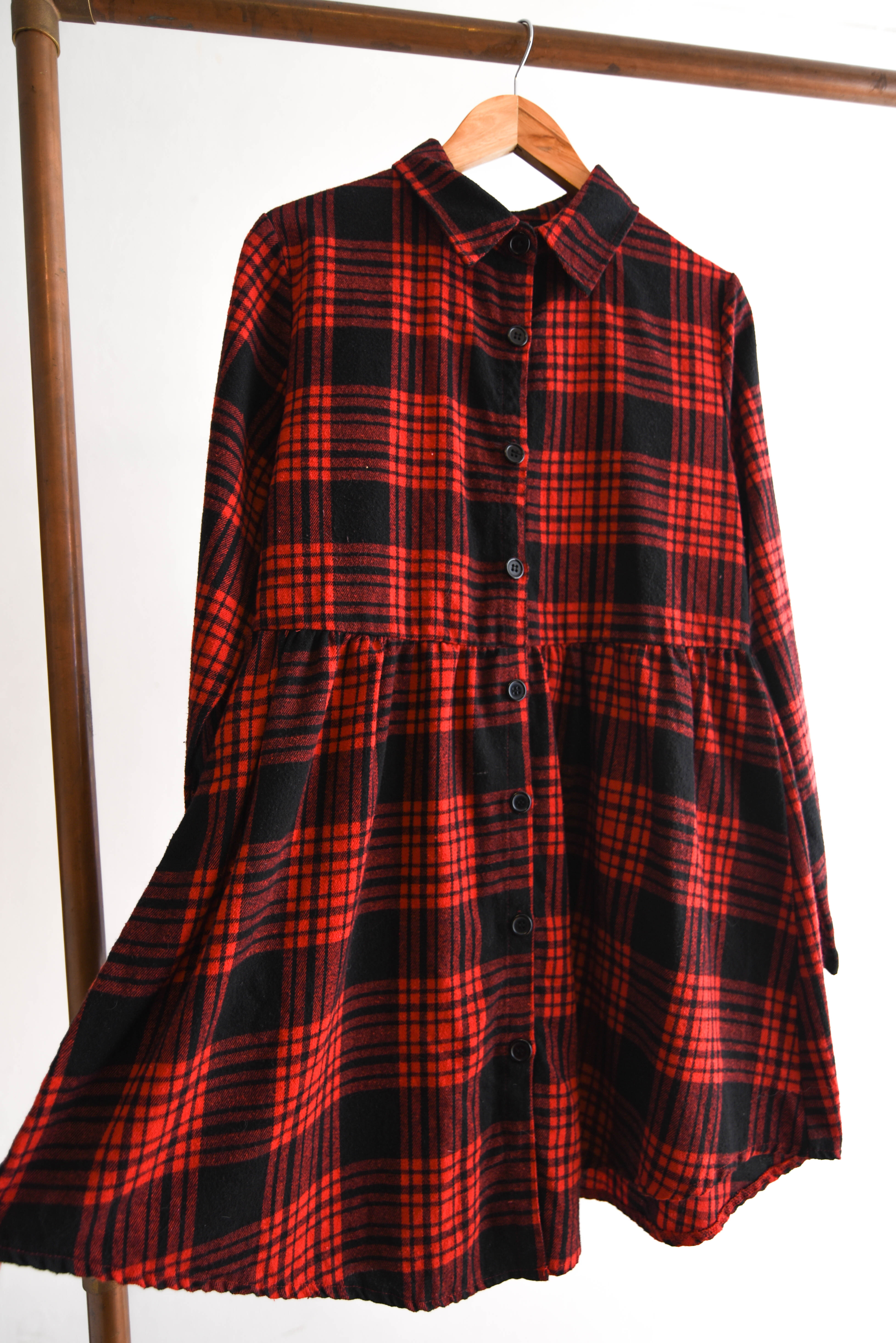 Vestido franela tartán red