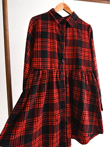 Vestido franela tartán red