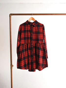 Vestido franela tartán red