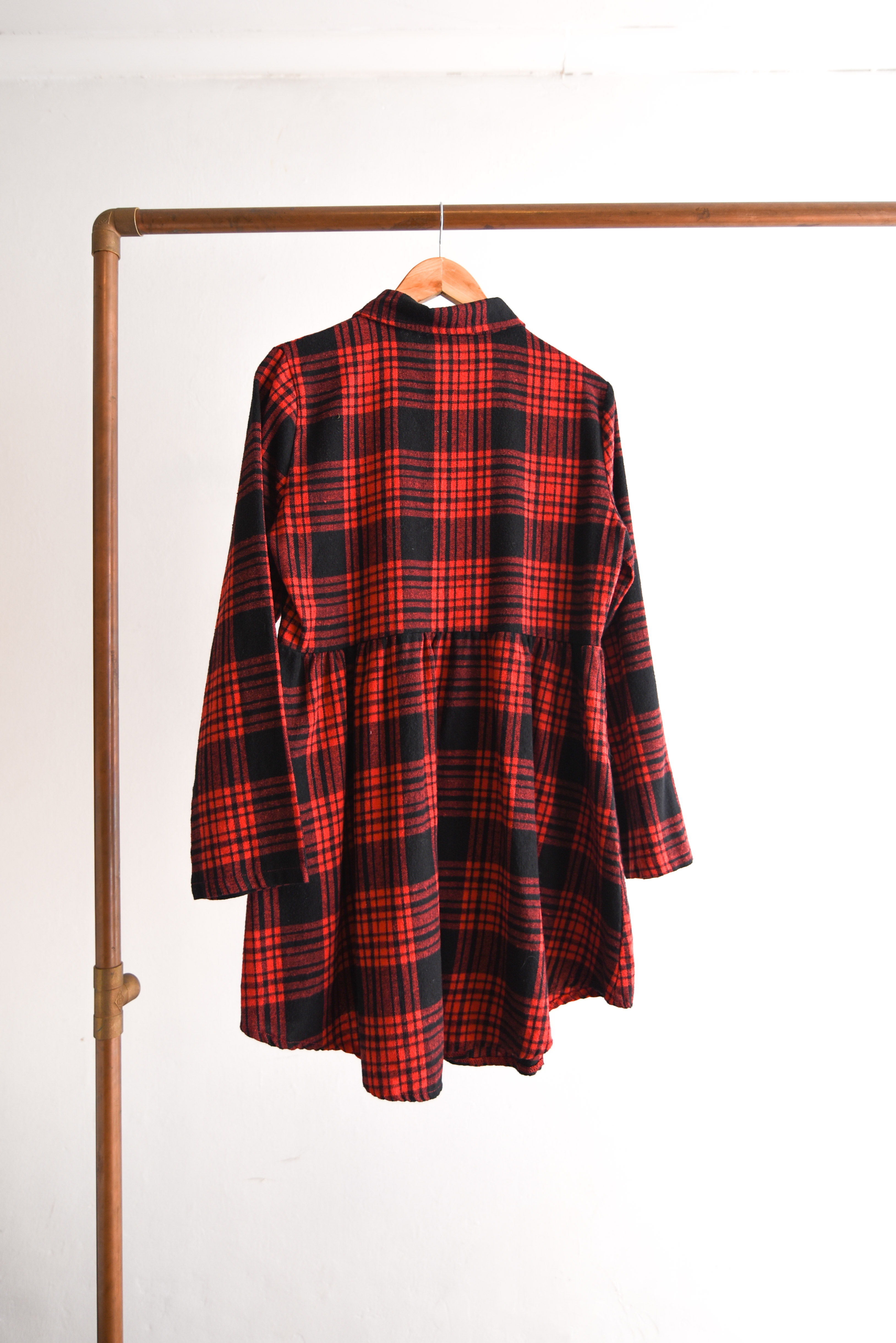 Vestido franela tartán red