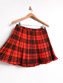 Falda roja tartán tablas vintage