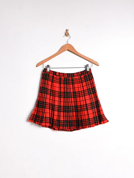 Falda roja tartán tablas vintage