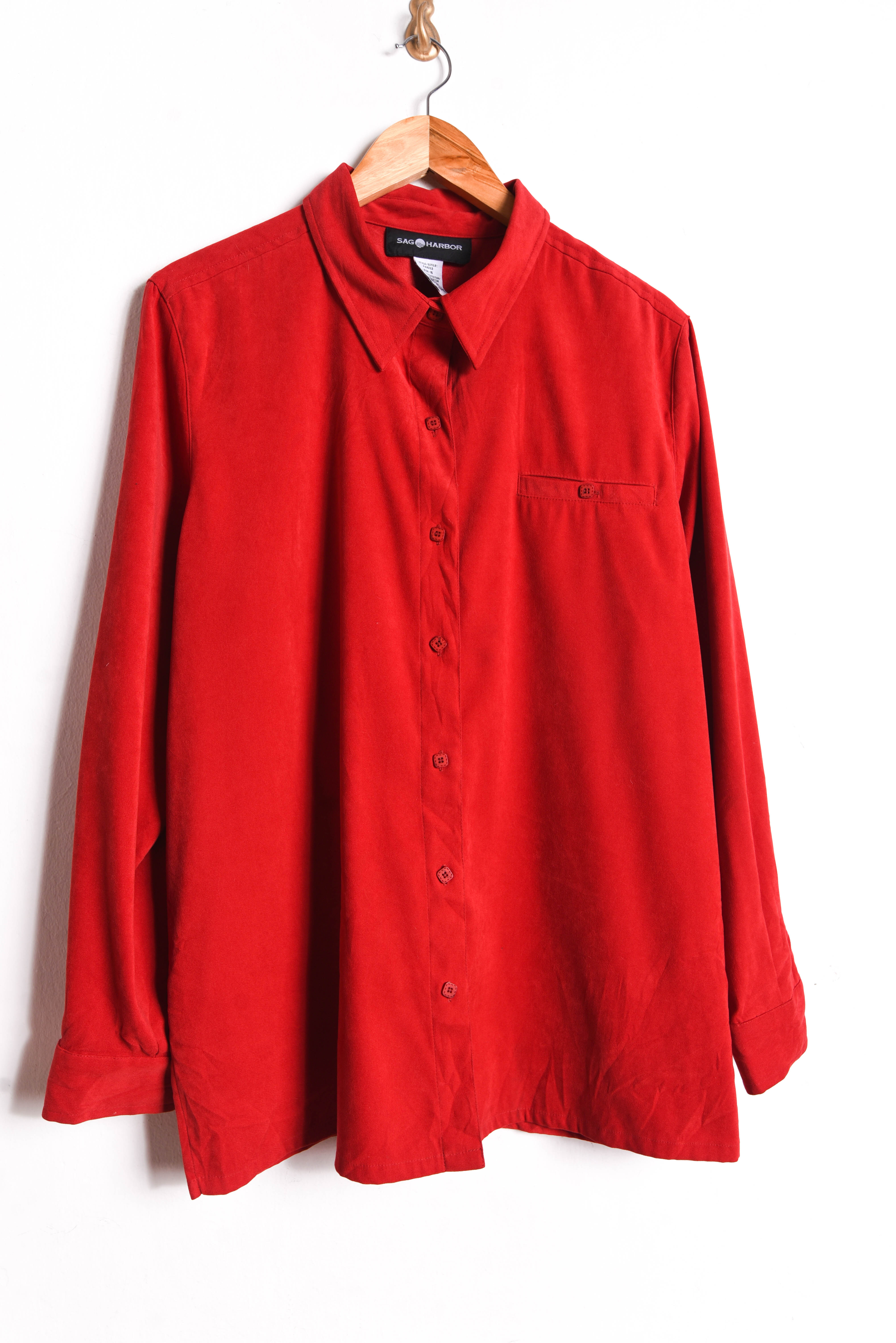 Camisa roja fake suede 90s