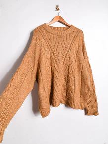 Chaleco café trenzado plus size