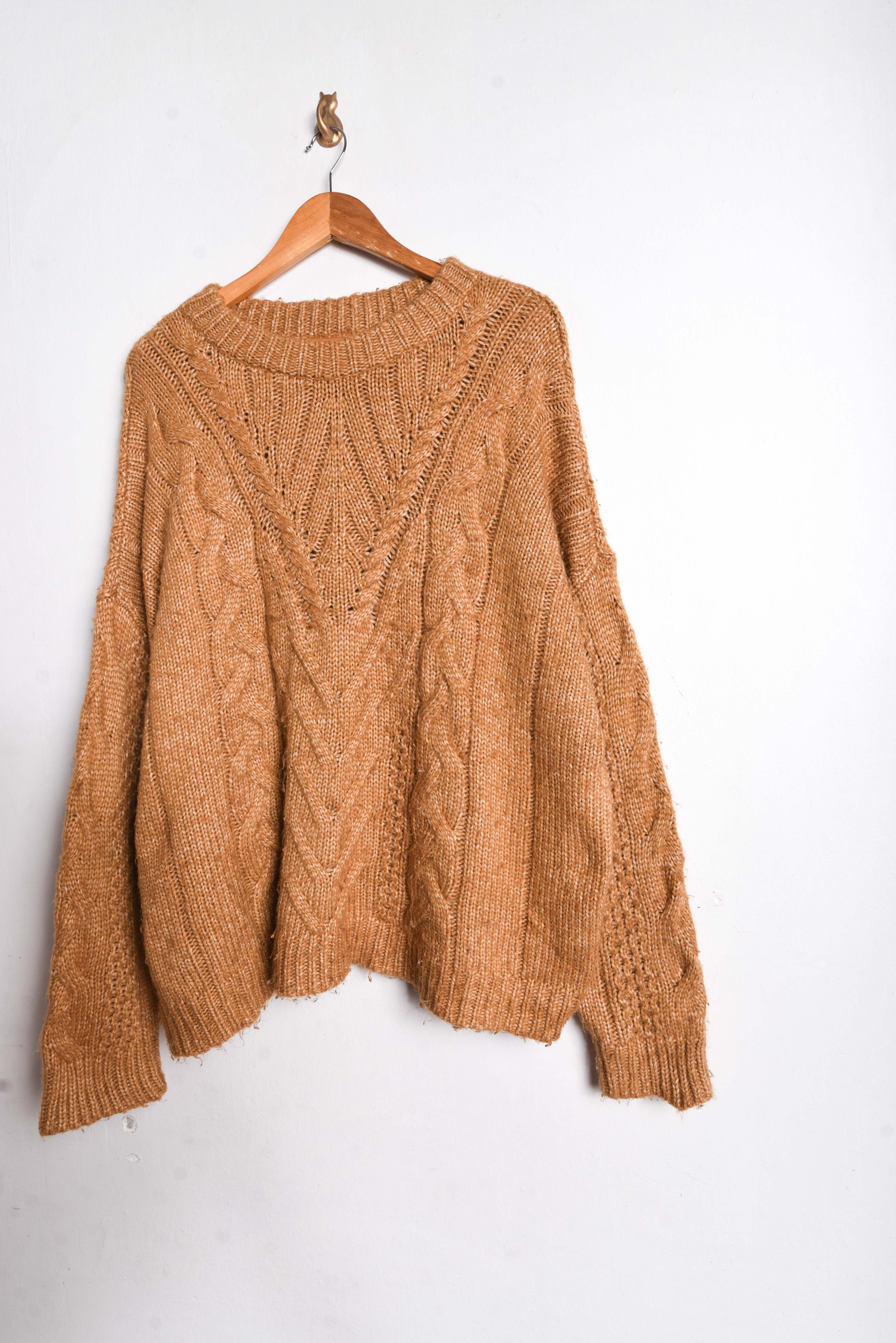 Chaleco café trenzado plus size