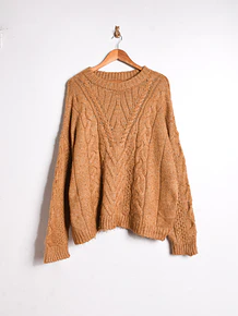 Chaleco café trenzado plus size