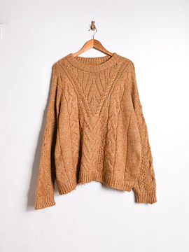 Chaleco café trenzado plus size