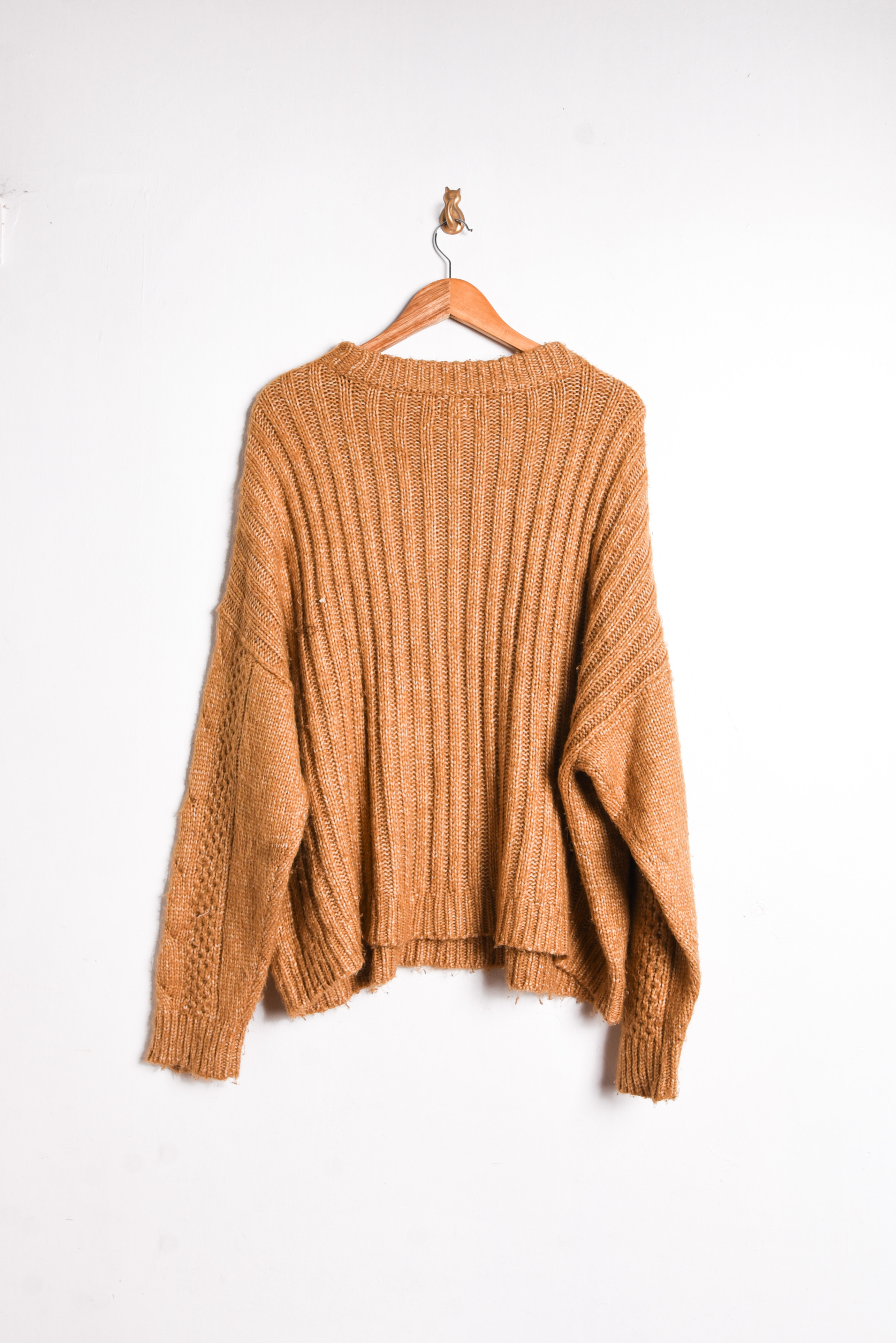 Chaleco café trenzado plus size