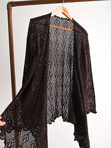 Cardigan café calado asimétrico