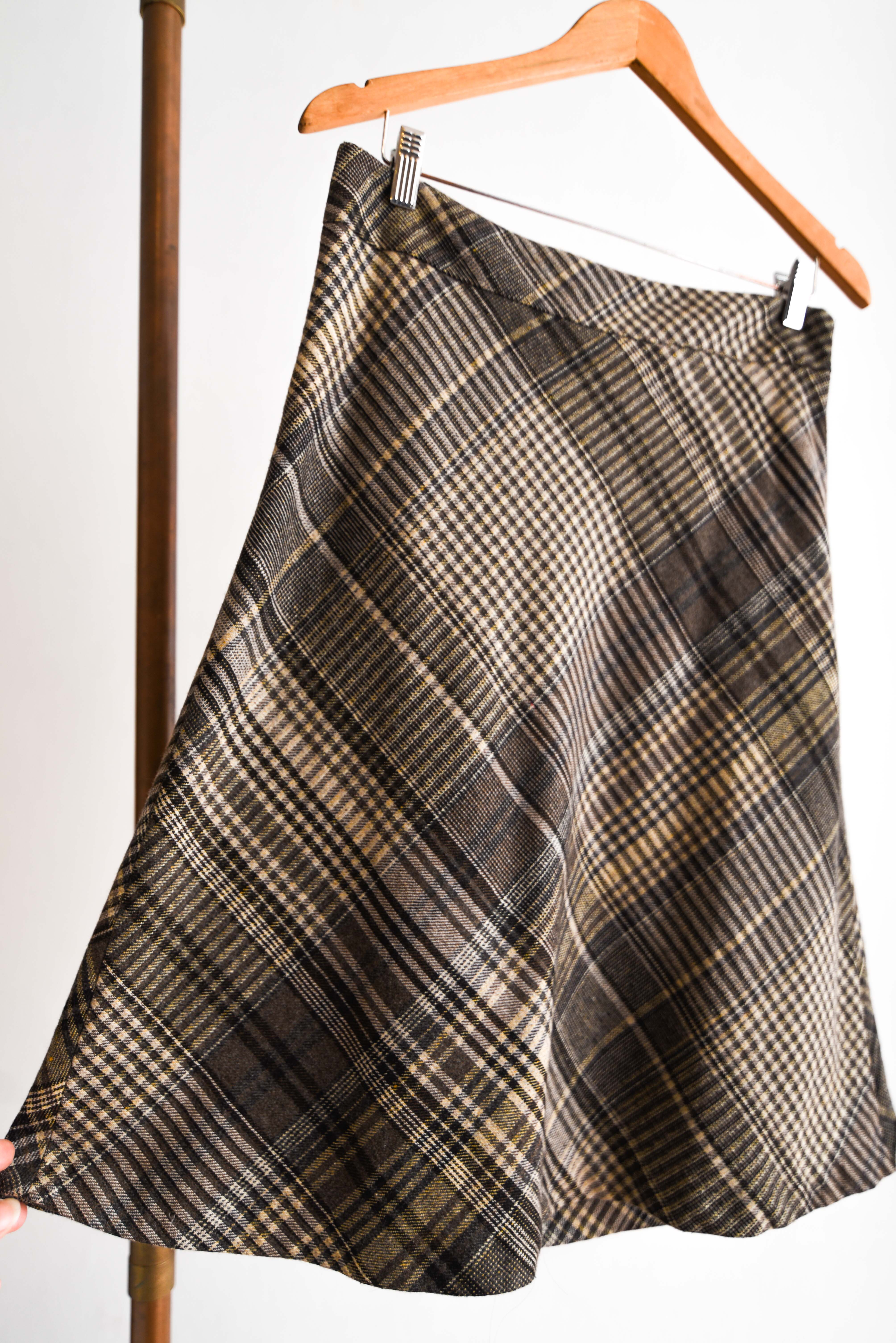 Falda café tartán lana