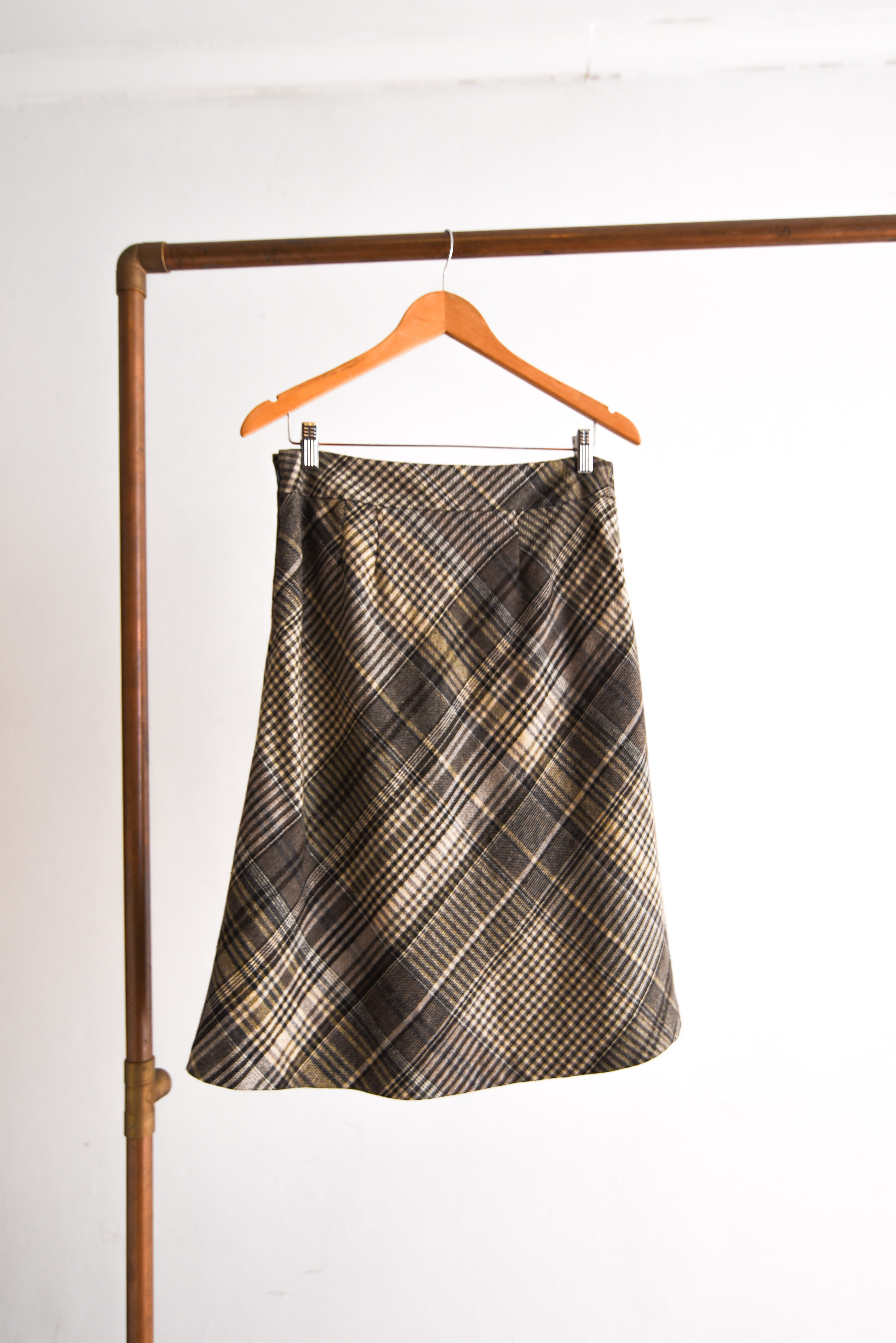 Falda café tartán lana