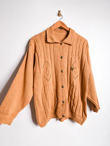 Cardigan camel bordado vintage