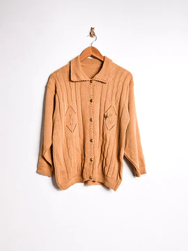 Cardigan camel bordado vintage