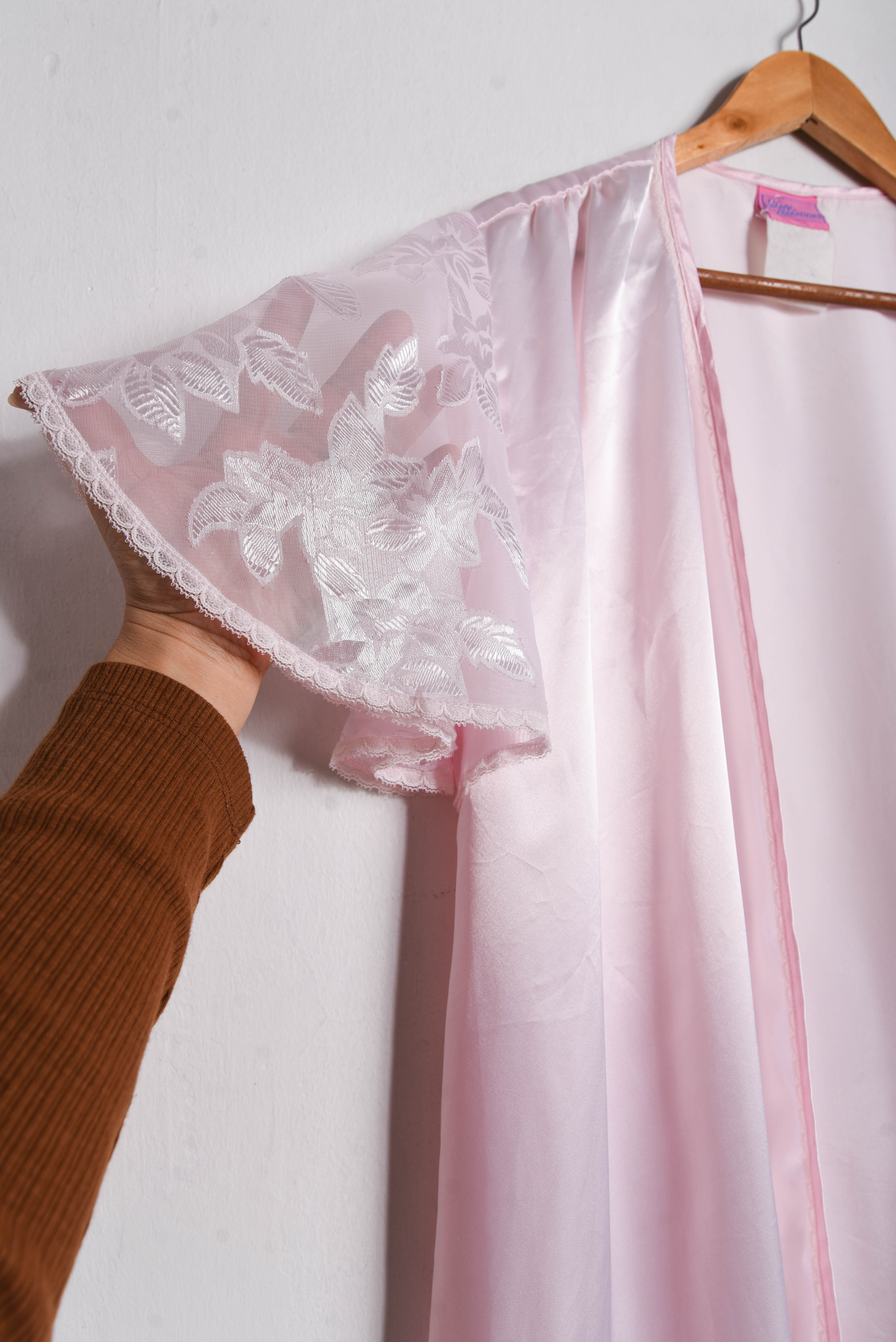 Kimono lencero rosa pastel vintage