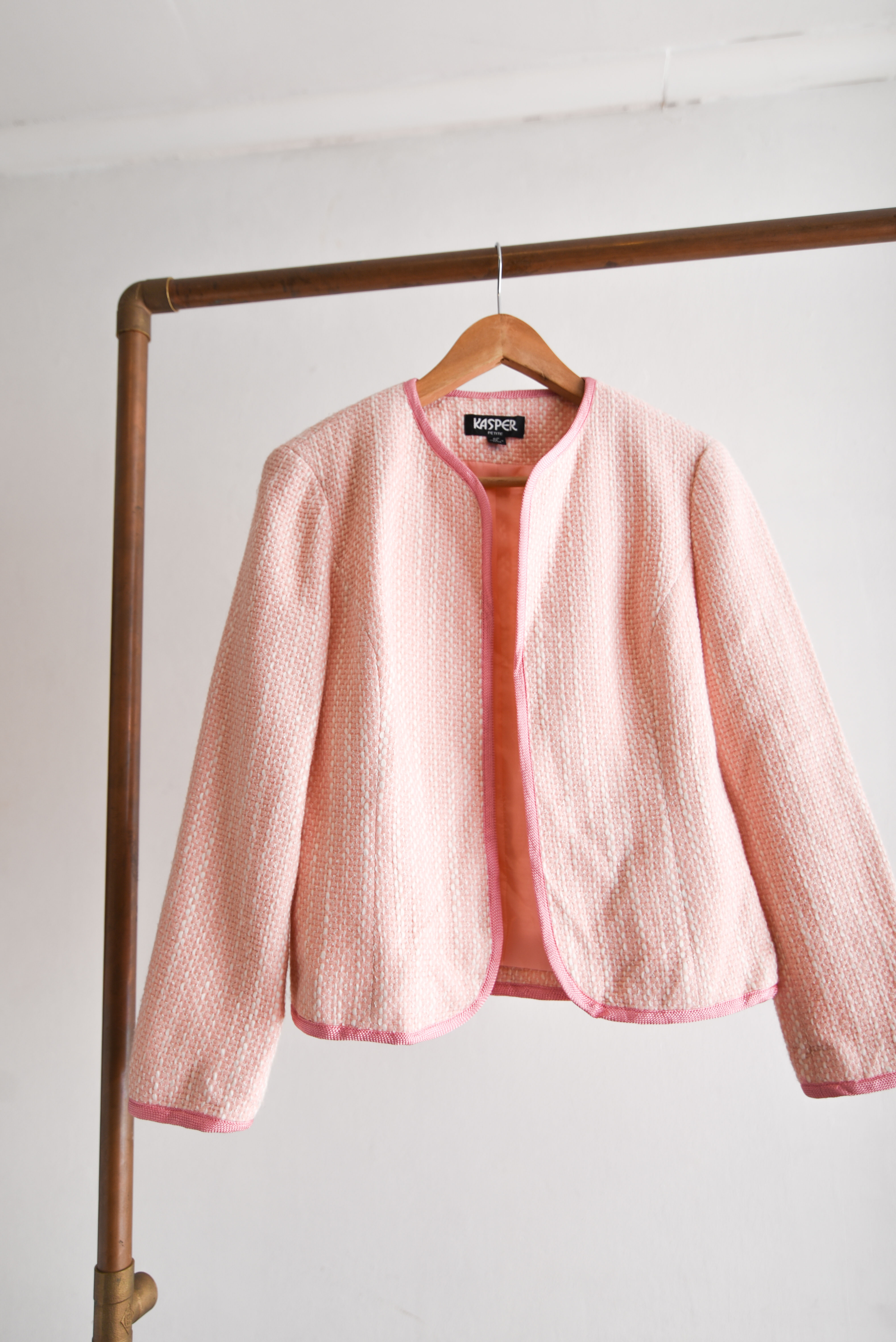 Chaqueta tweed pastel pink