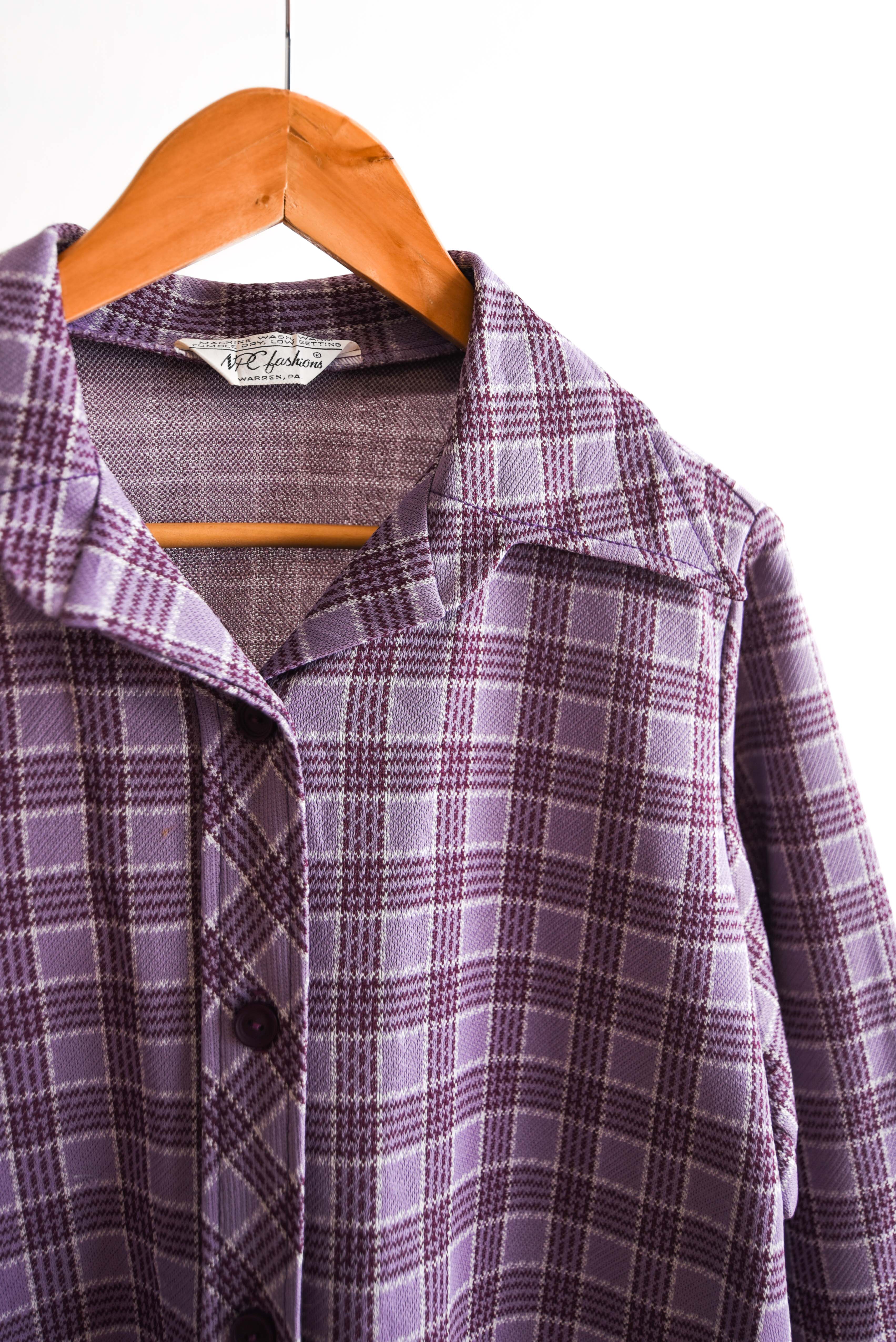 Chaqueta lila tartán 1970s