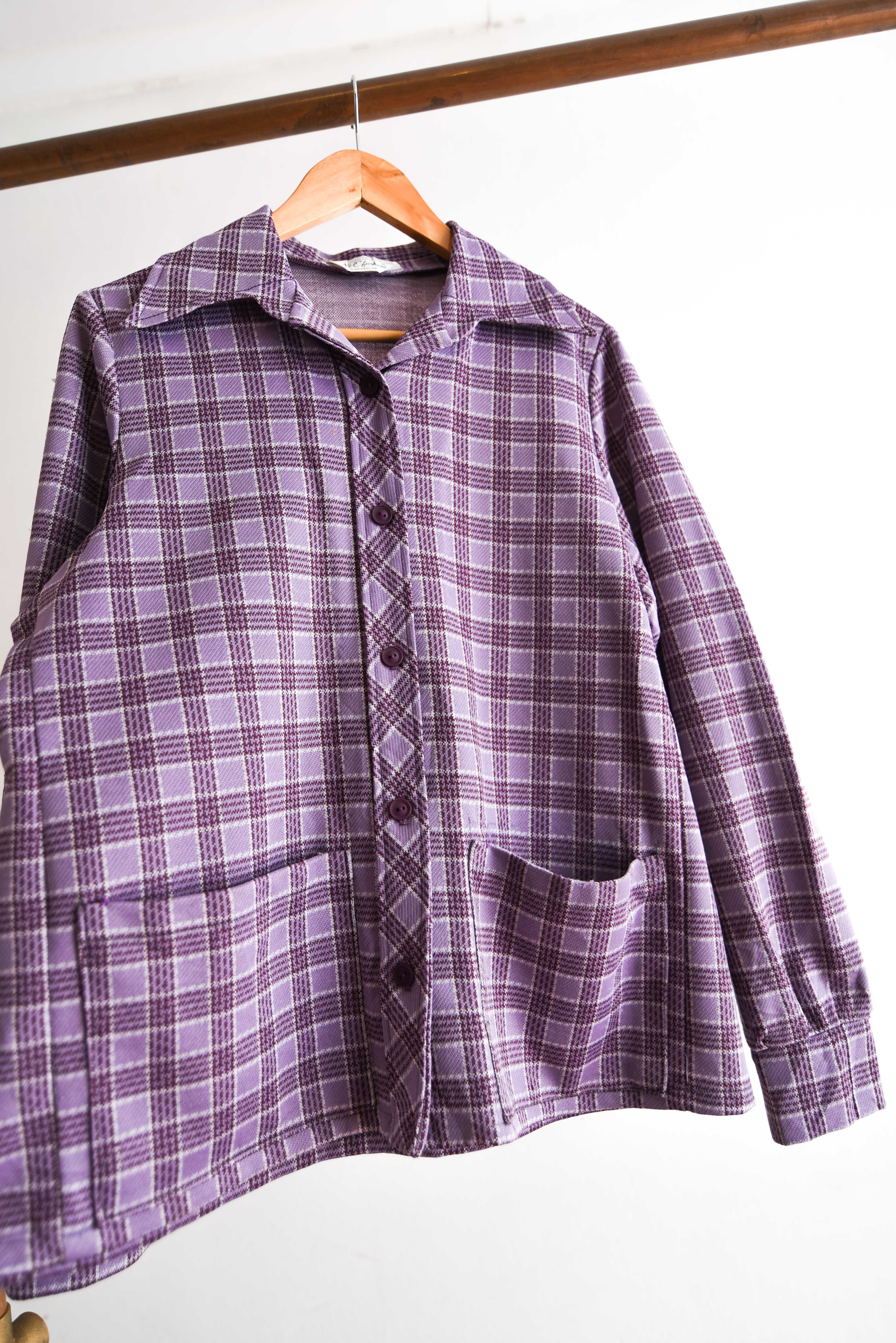 Chaqueta lila tartán 1970s