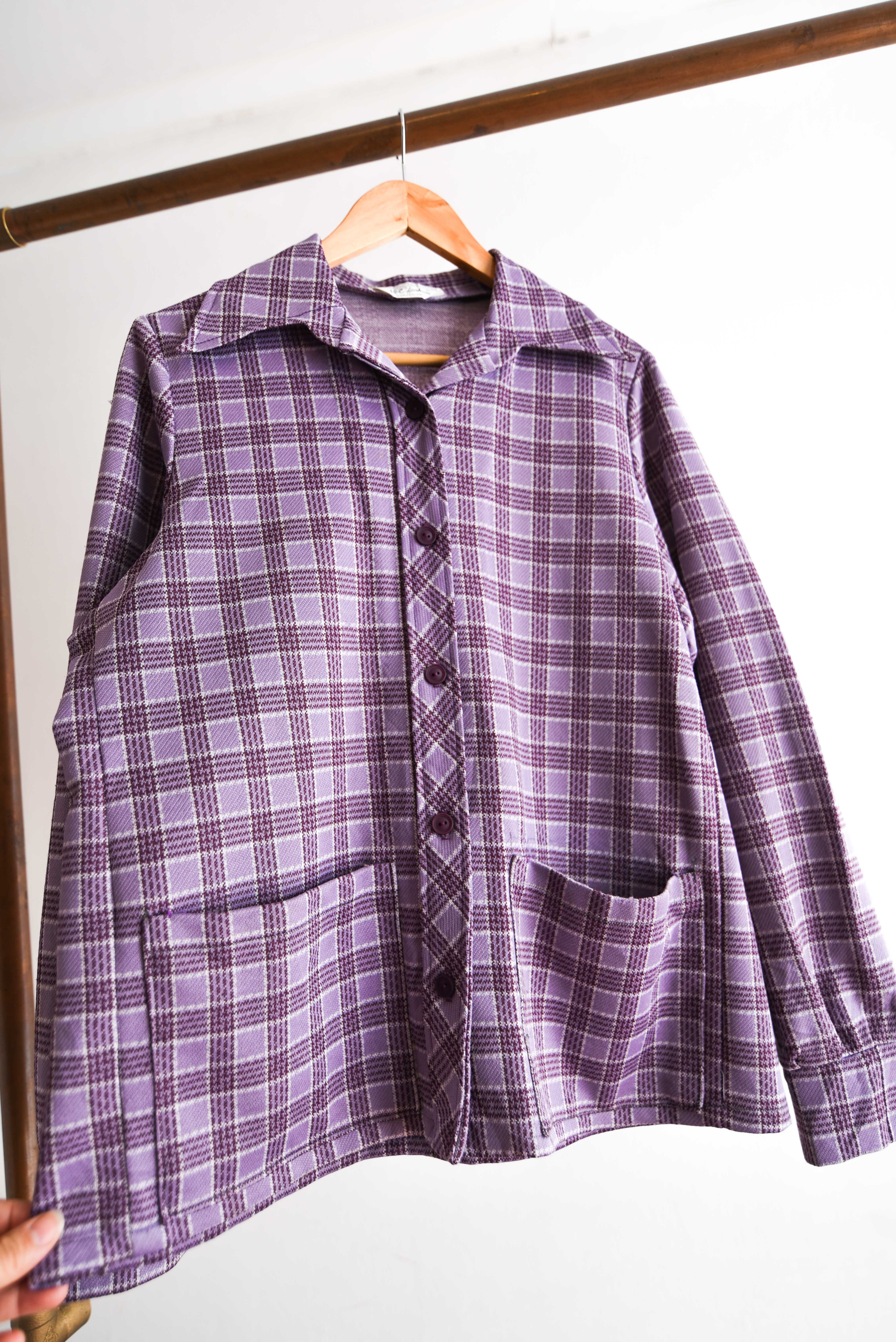 Chaqueta lila tartán 1970s