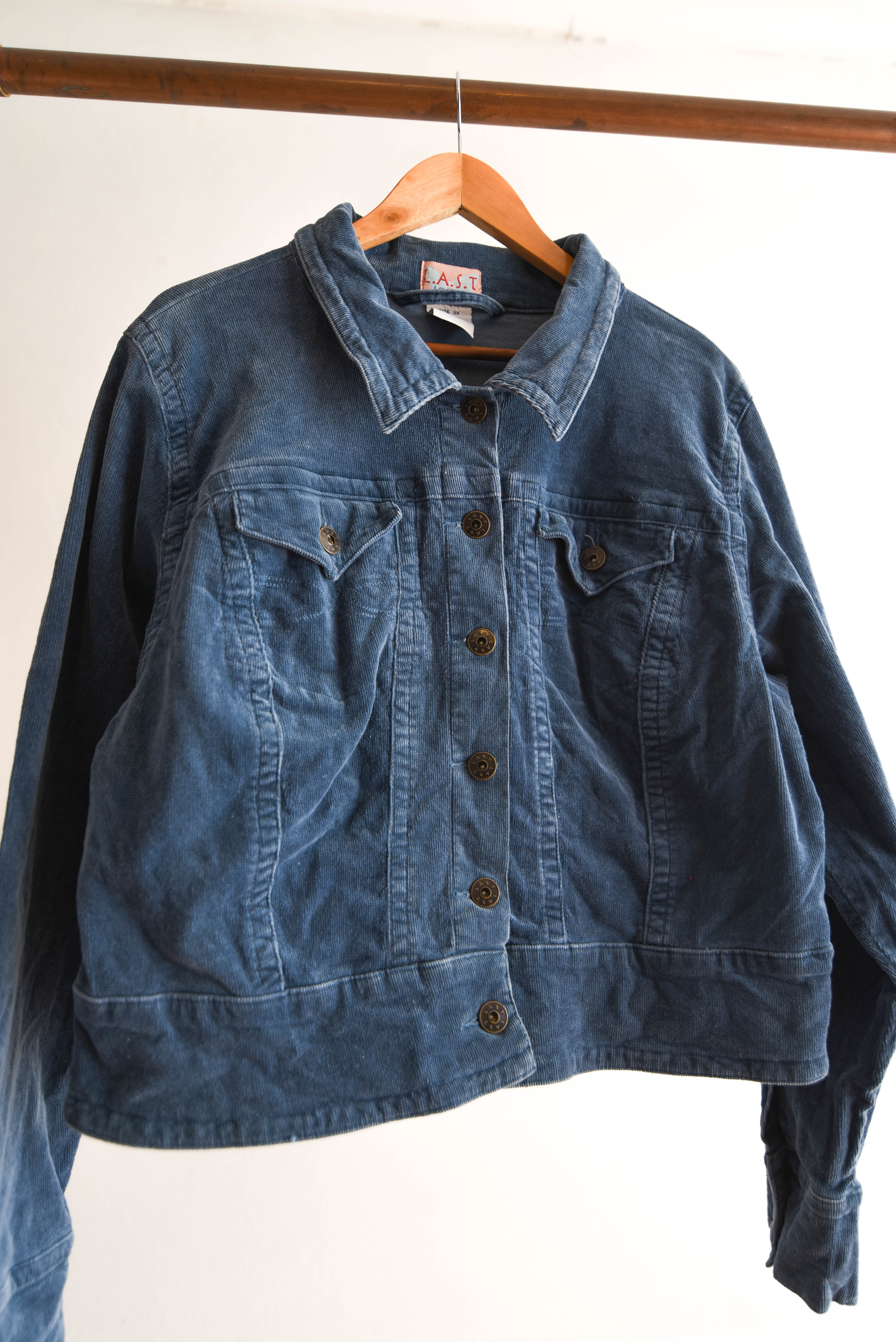 Chaqueta cotelé azul piedra