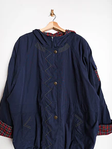 Chaqueta azul navy y tartán vintage