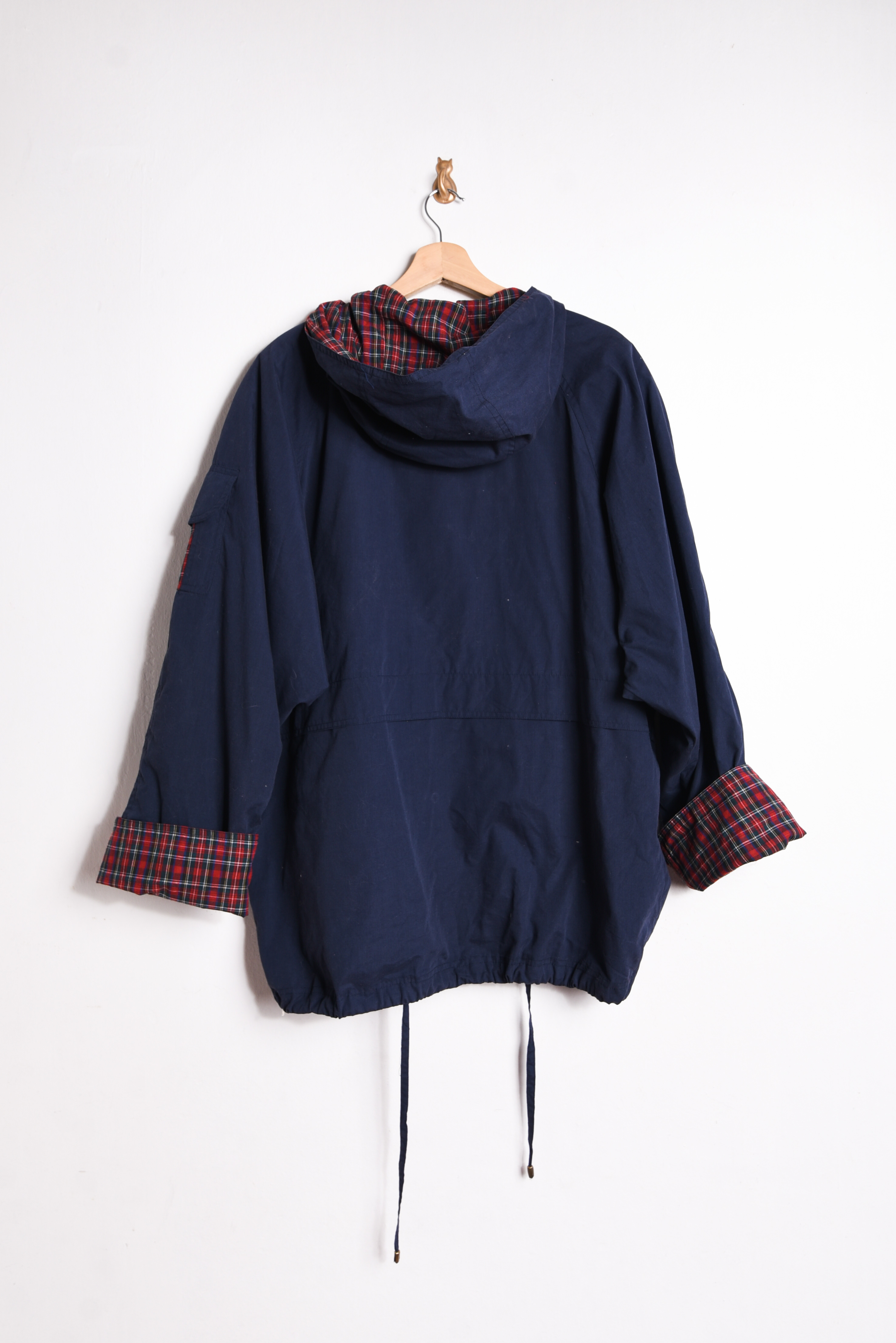 Chaqueta azul navy y tartán vintage