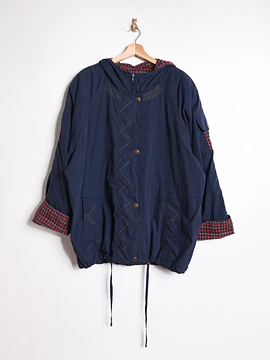 Chaqueta azul navy y tartán vintage