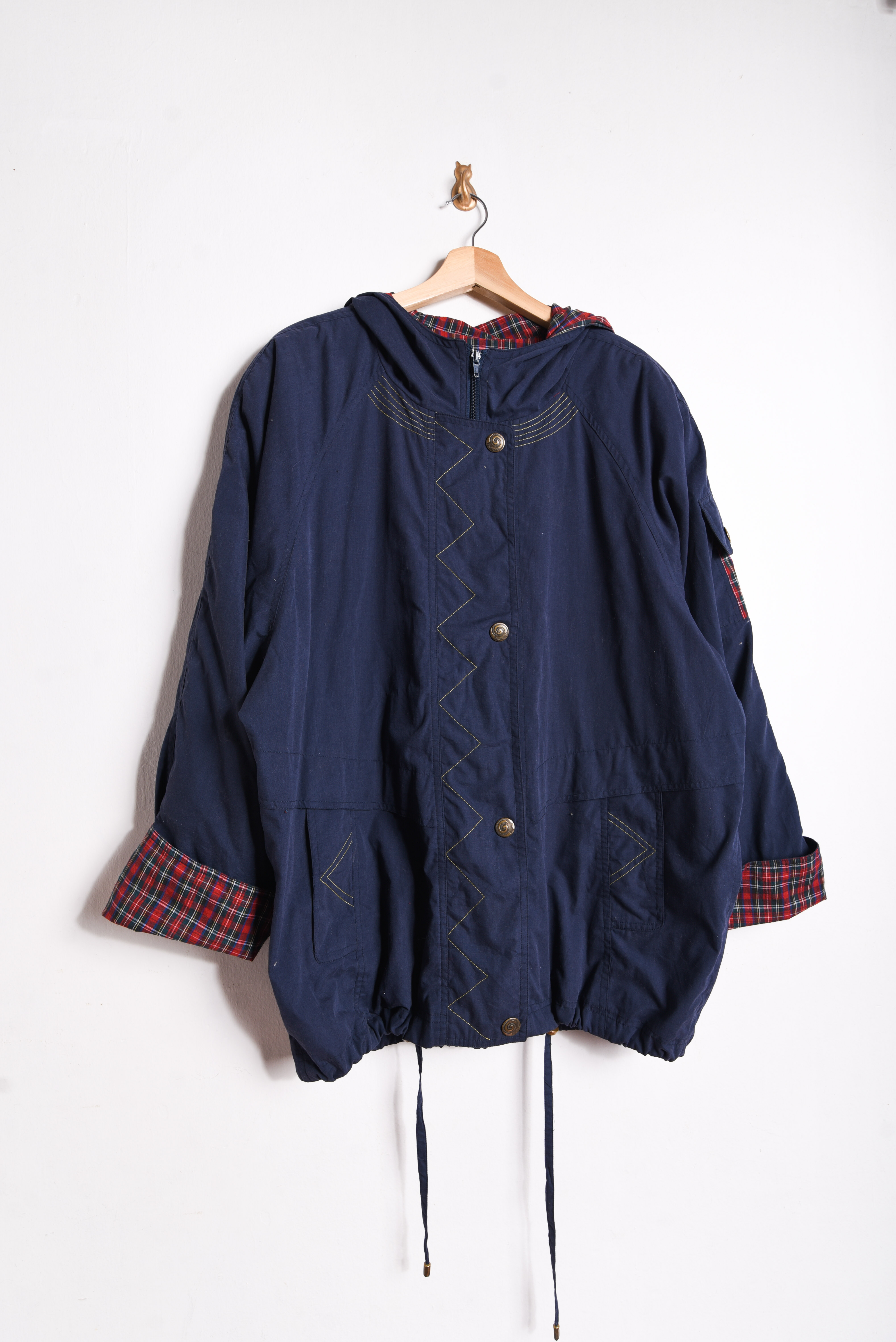 Chaqueta azul navy y tartán vintage