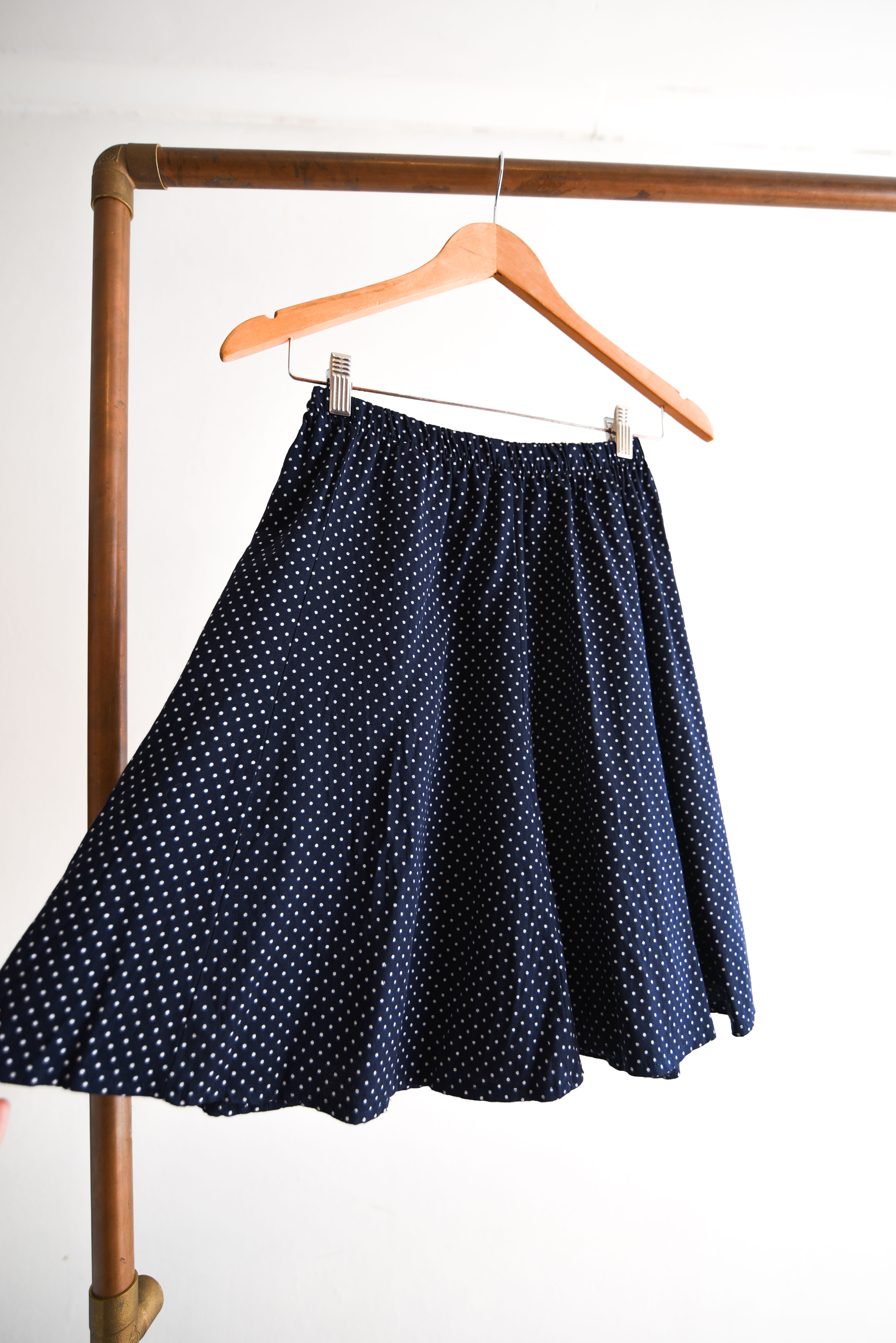 Falda azul navy lunares vintage